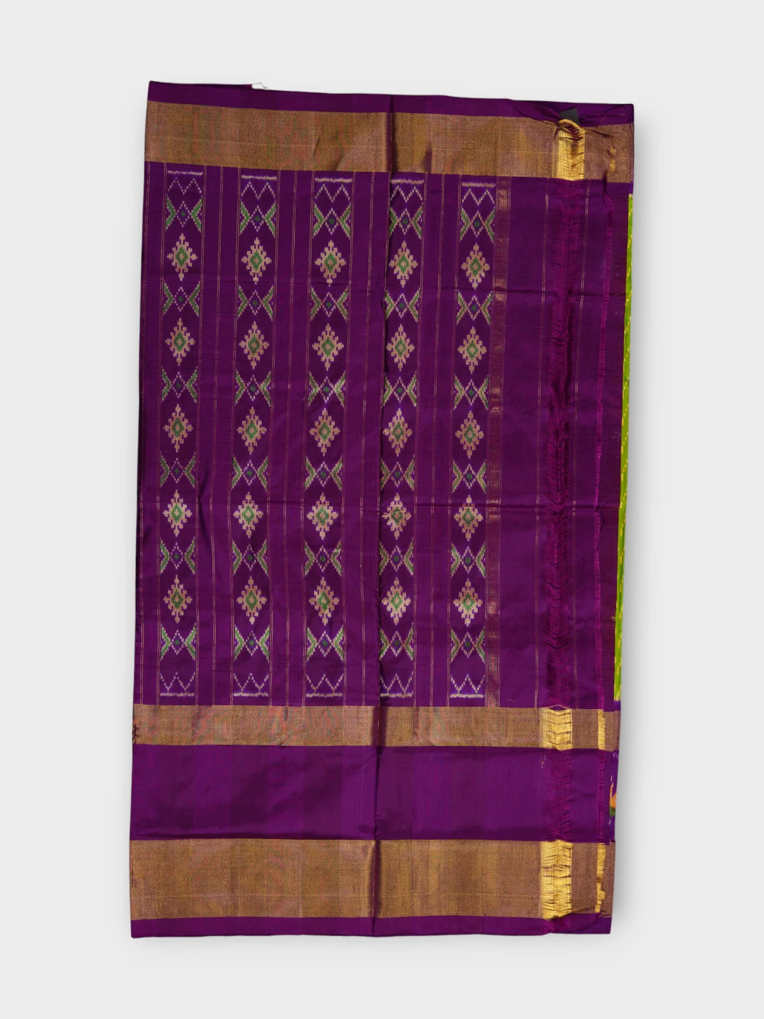 Peacock Motif Pochampalli Silk Zigzag Saree