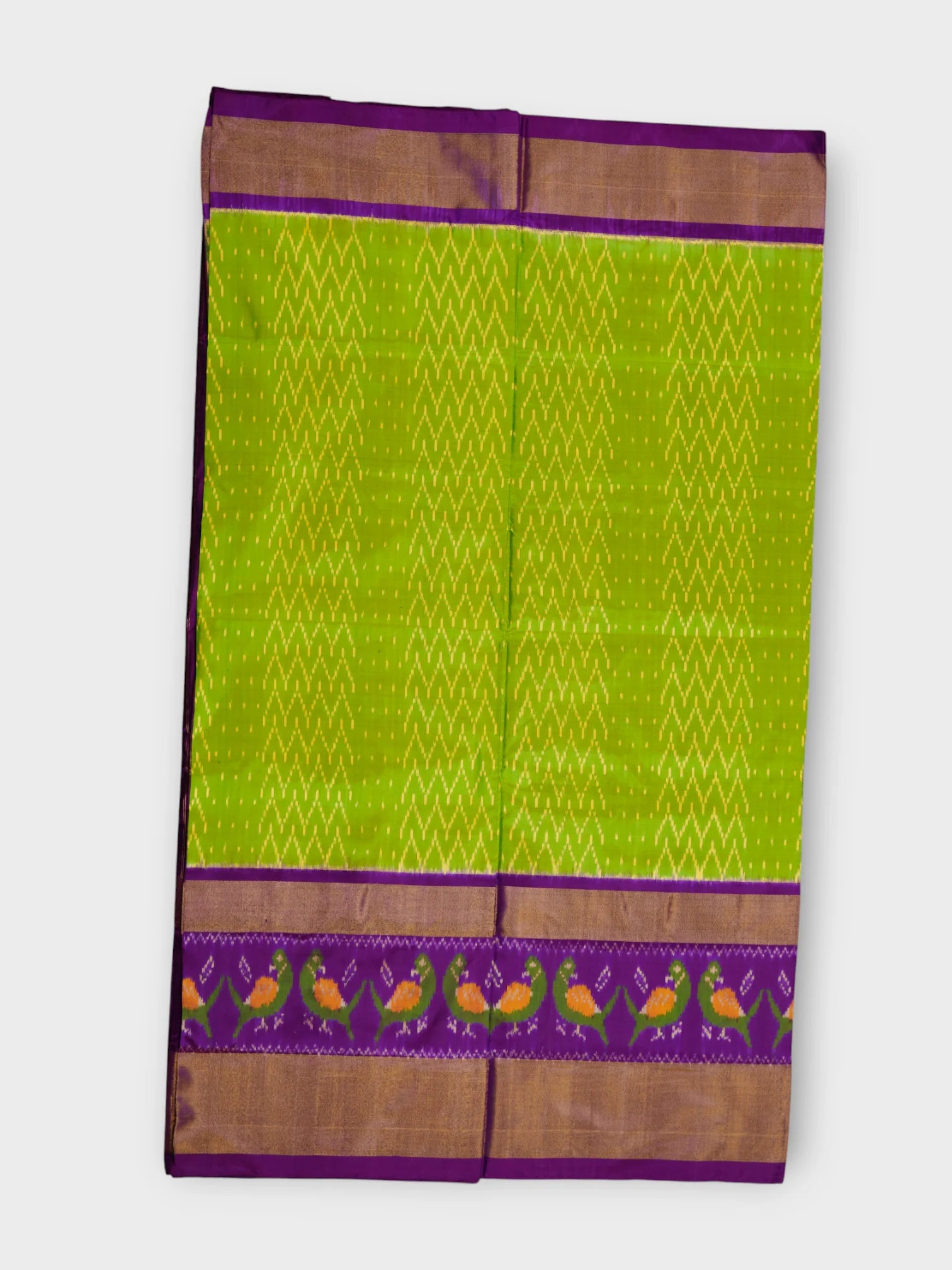 Peacock Motif Pochampalli Silk Zigzag Saree