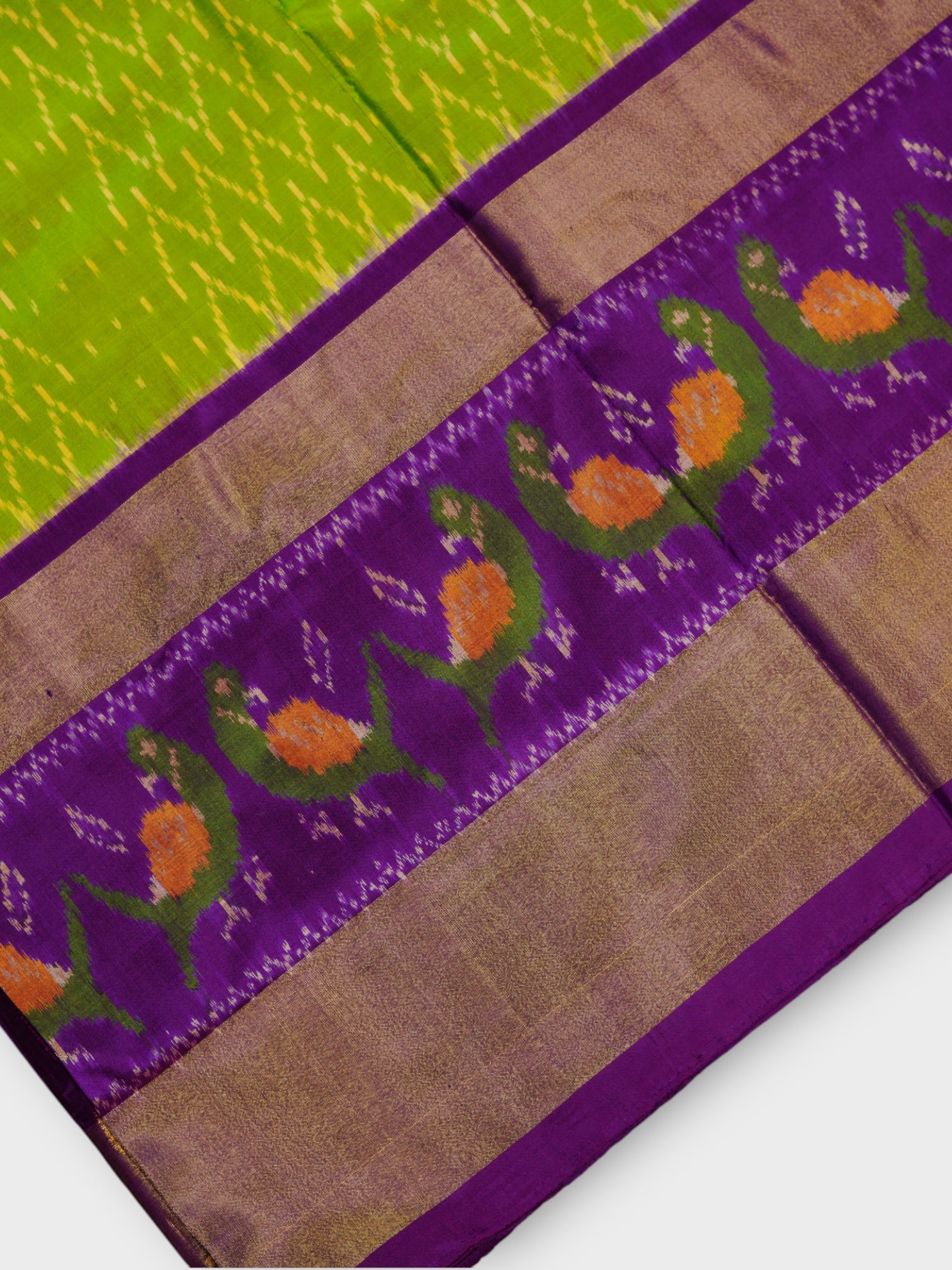 Peacock Motif Pochampalli Silk Zigzag Saree
