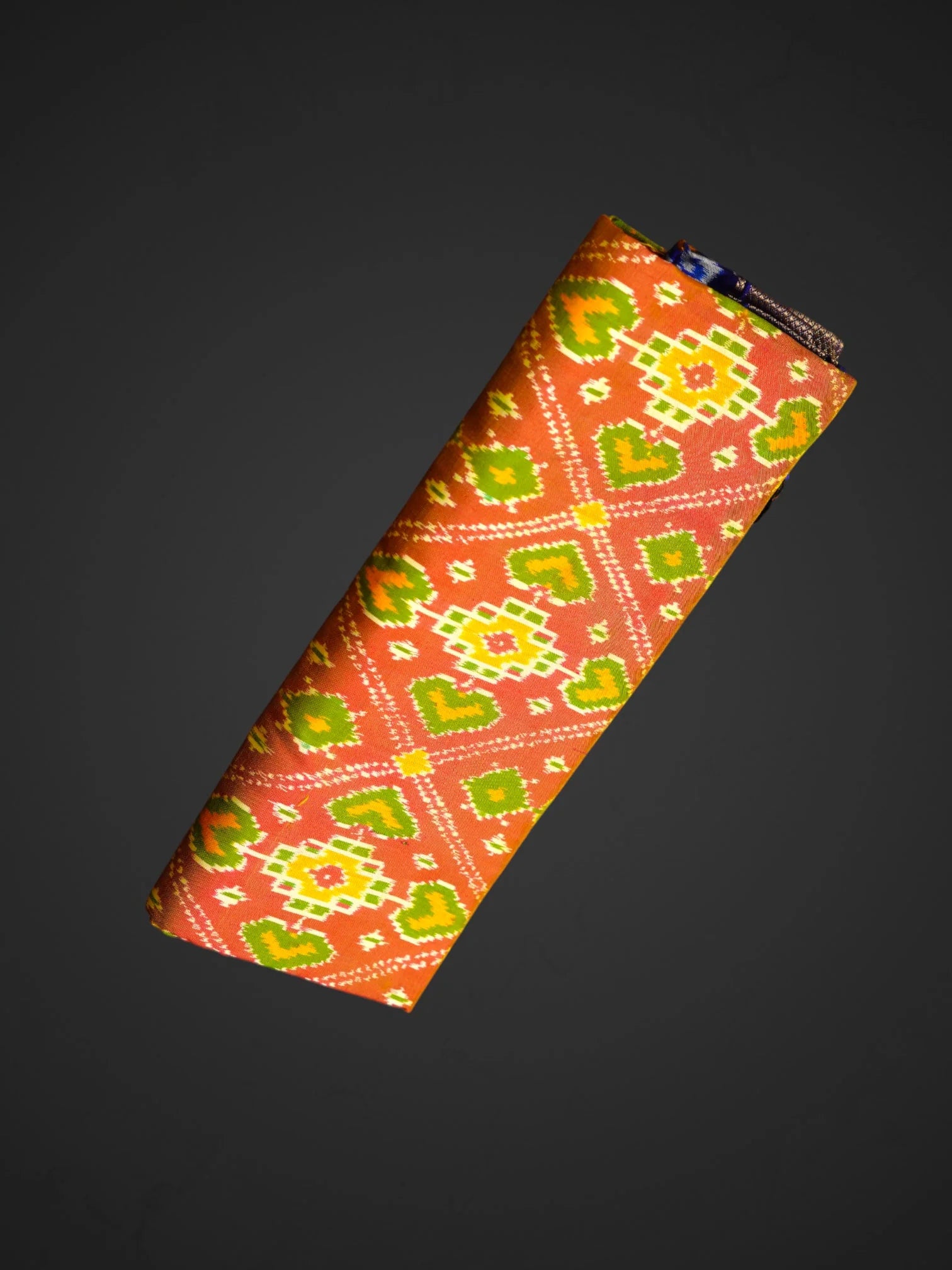 Orange Handwoven Pochampally Silk Saree