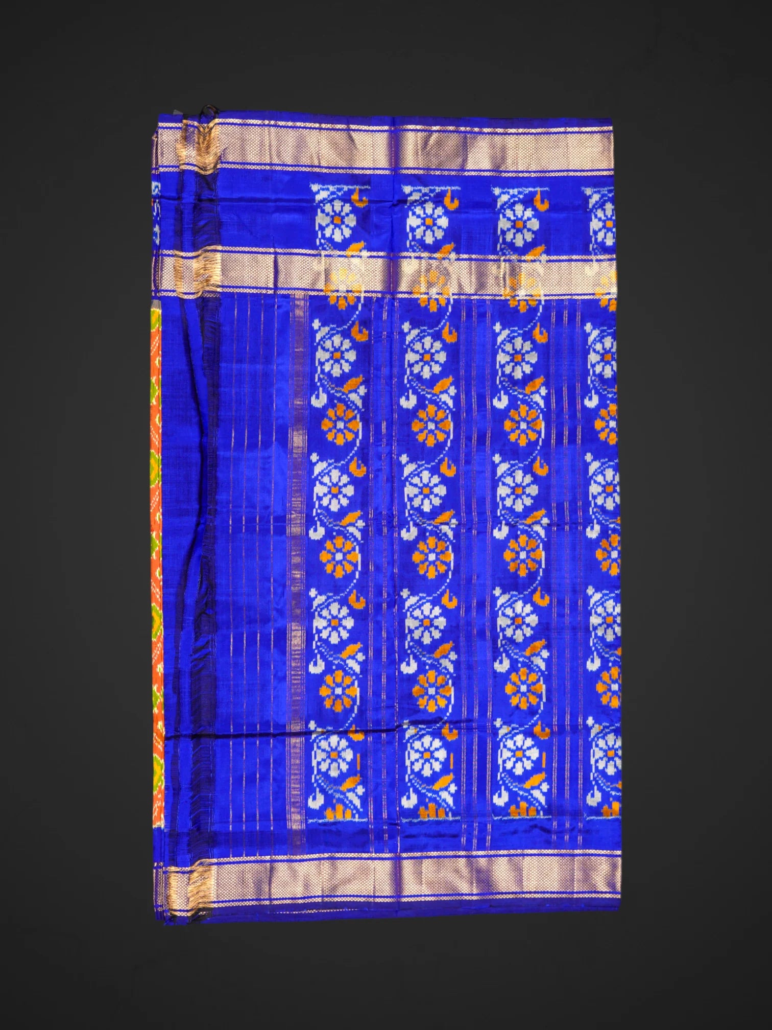 Orange Handwoven Pochampally Silk Saree