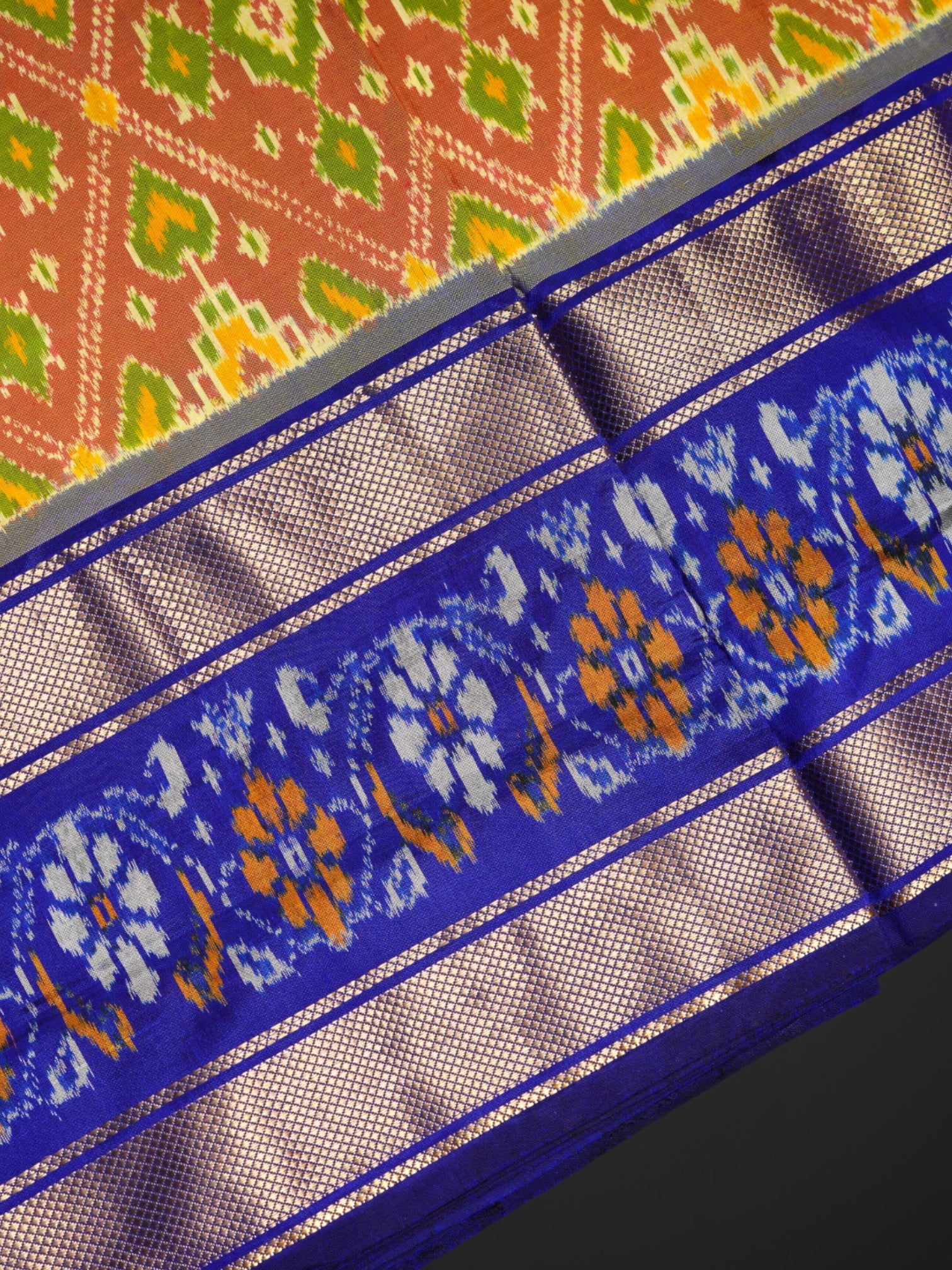 Orange Handwoven Pochampally Silk Saree