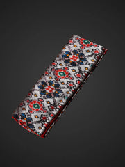 Silver Cotton Ikkat Woven Pochampally Saree