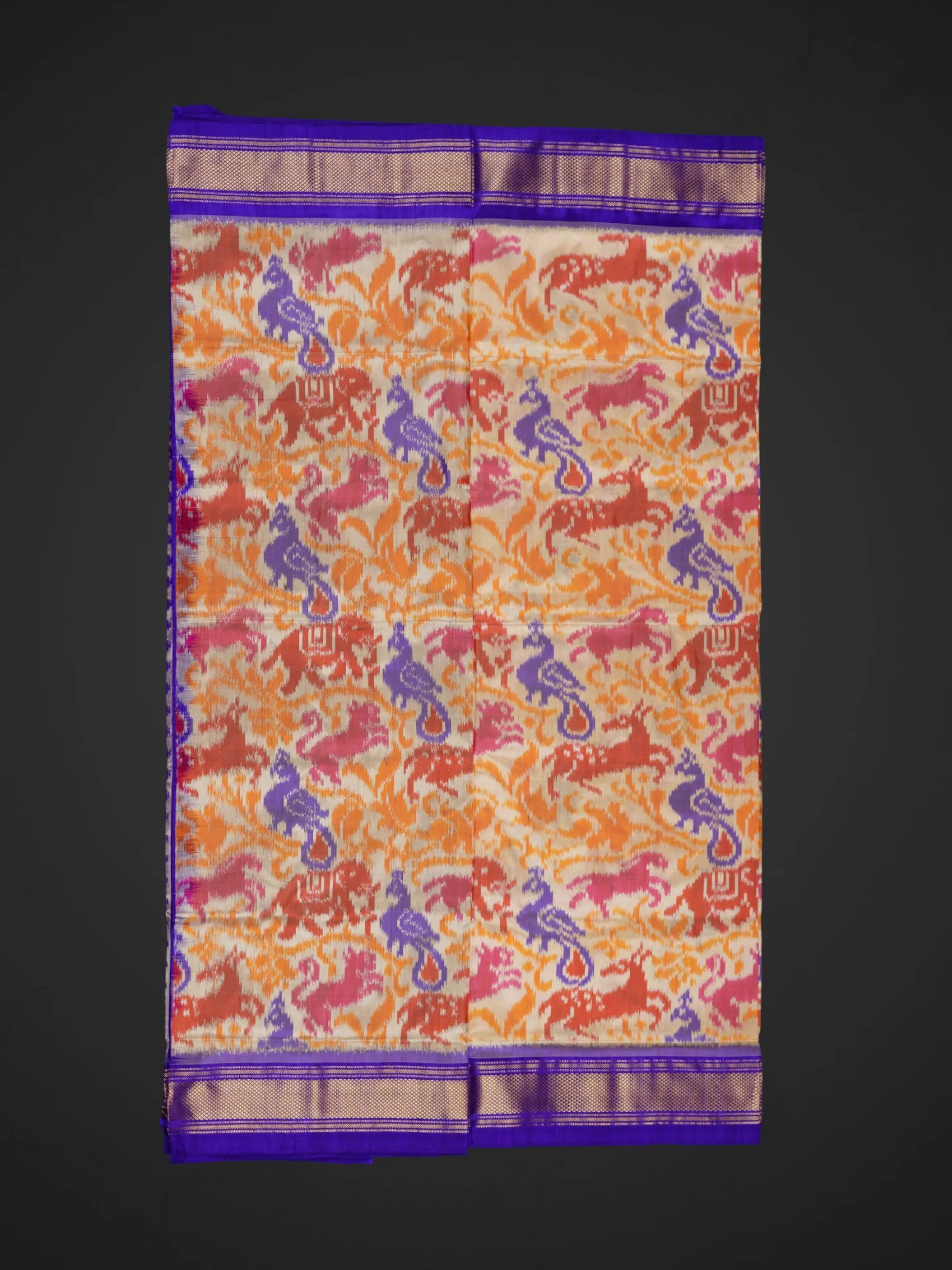 Cream Handloom Pochampally Silk Saree