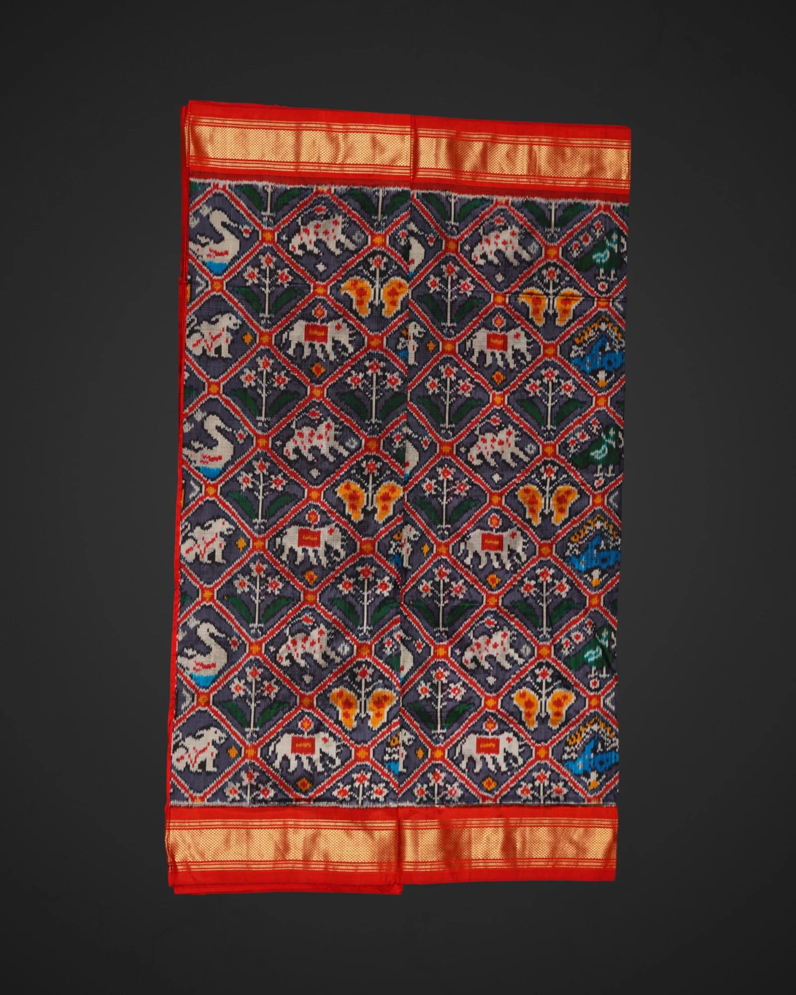 Dark Grey Pochampally Silk Saree