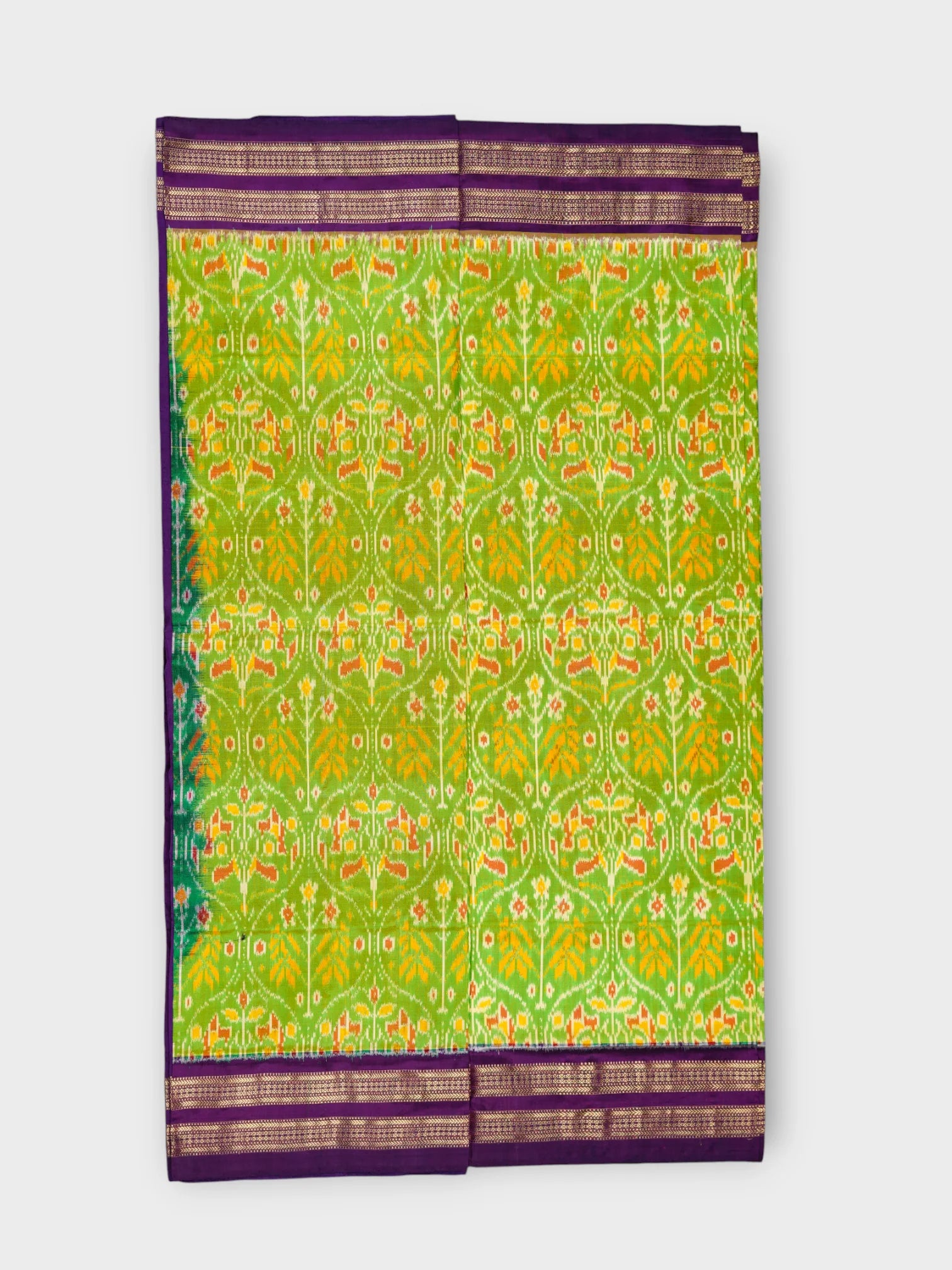 Parrot Green Pochampally Silk Woven Saree