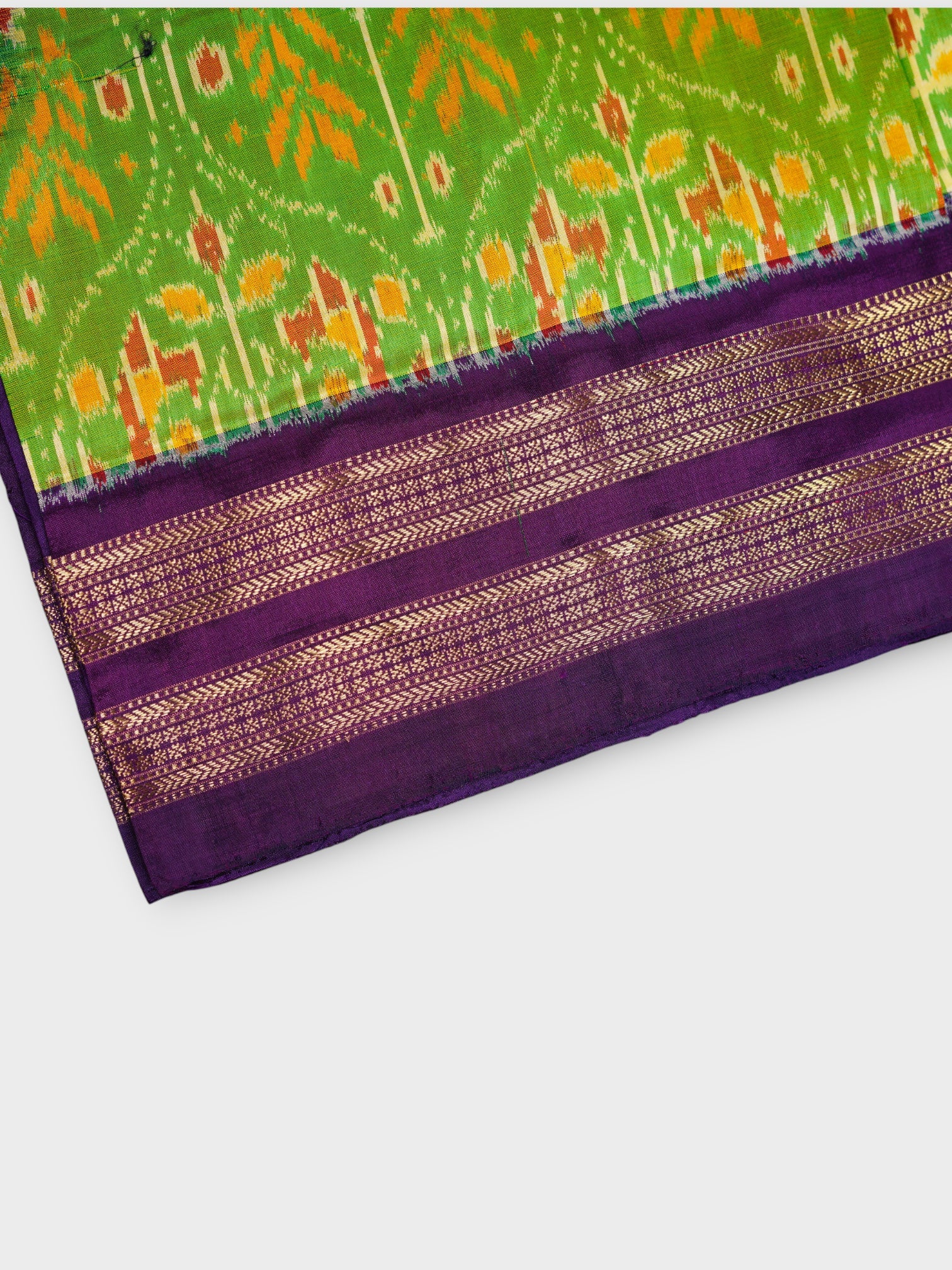 Parrot Green Pochampally Silk Woven Saree