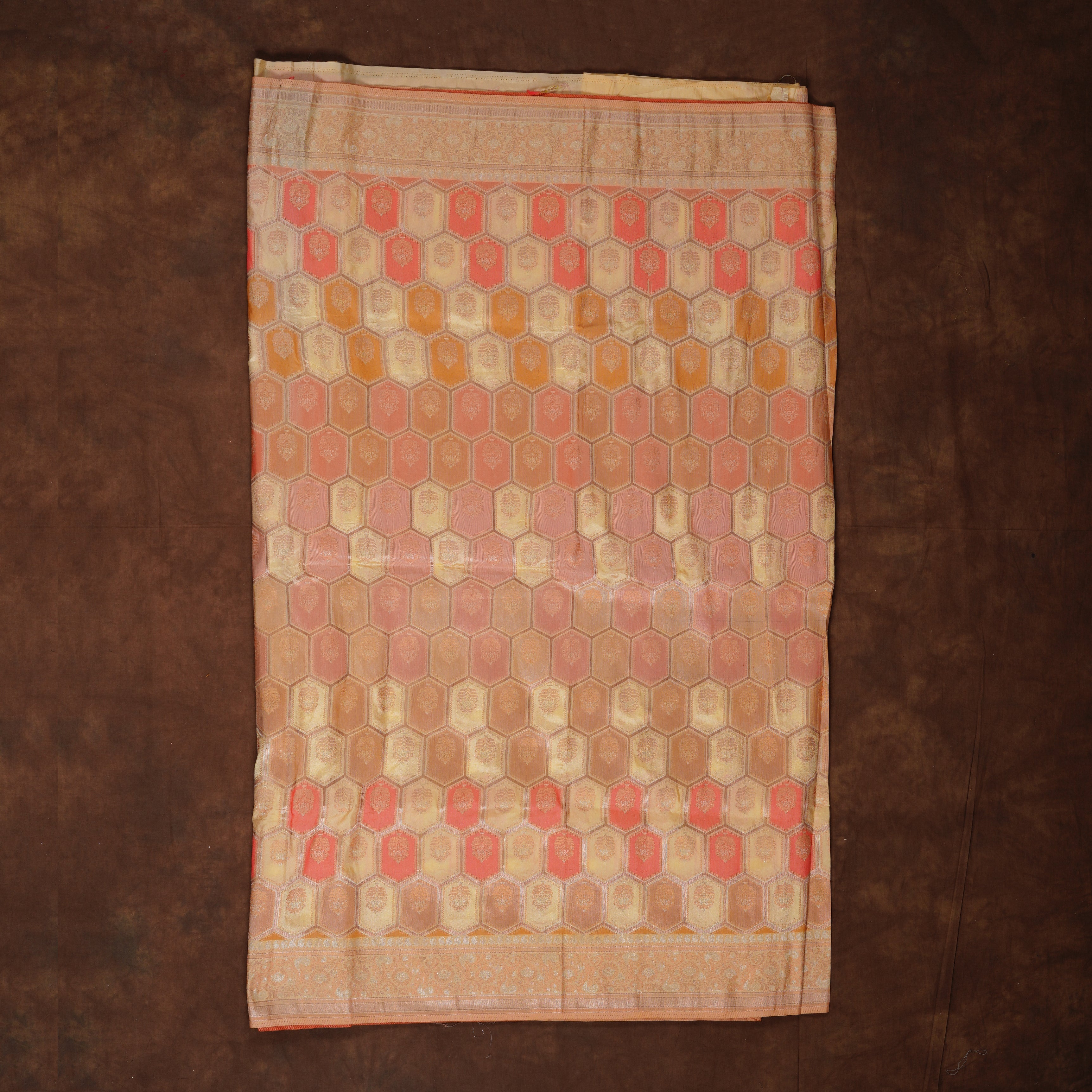 Vibrant Floral Silk Saree With Cream Blouse