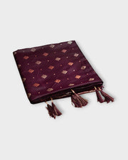 Deep Burgandy Silk Saree with Copper Zari Accents