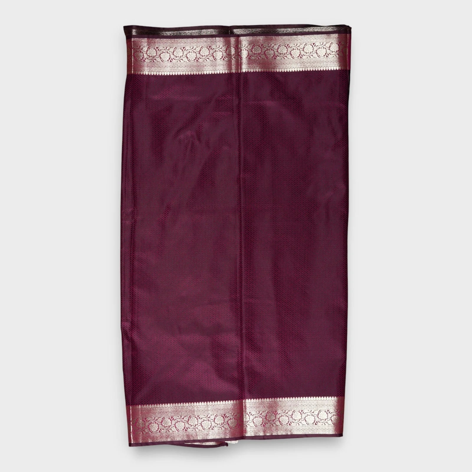 Deep Burgandy Silk Saree with Copper Zari Accents