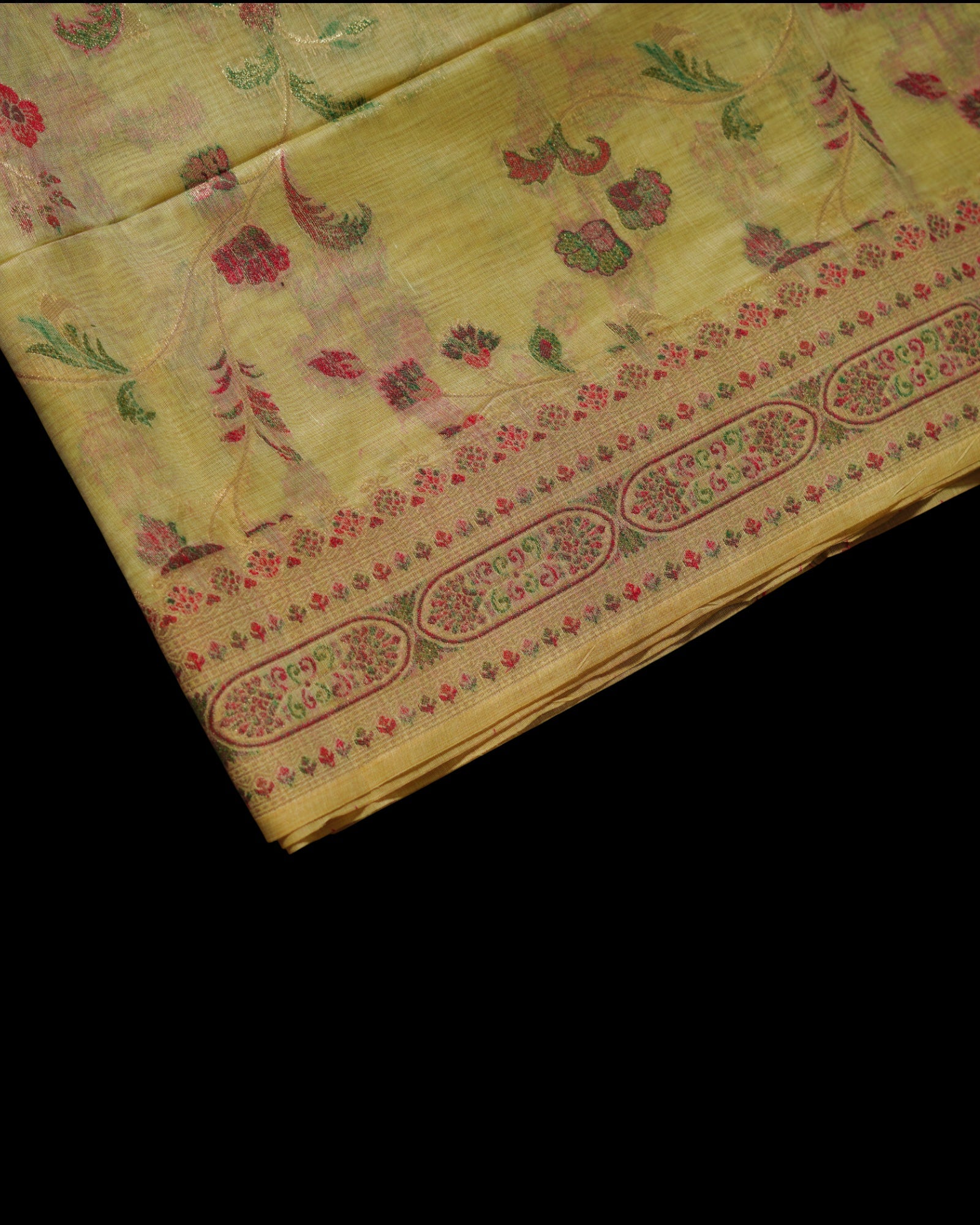 Light Yellow Vibrant Weave Chanderi Saree