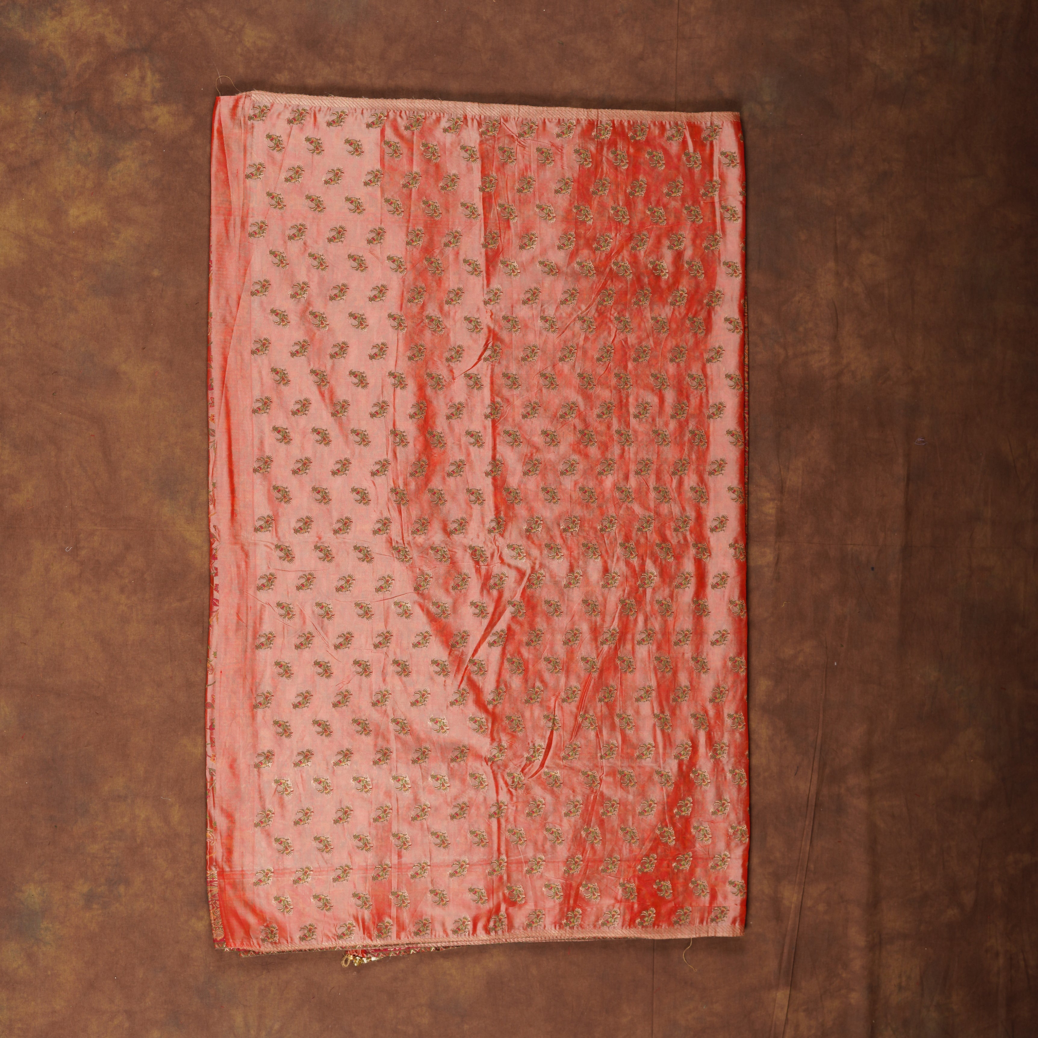 Peach Dola Silk Saree With Peacock Pashmina Artistry