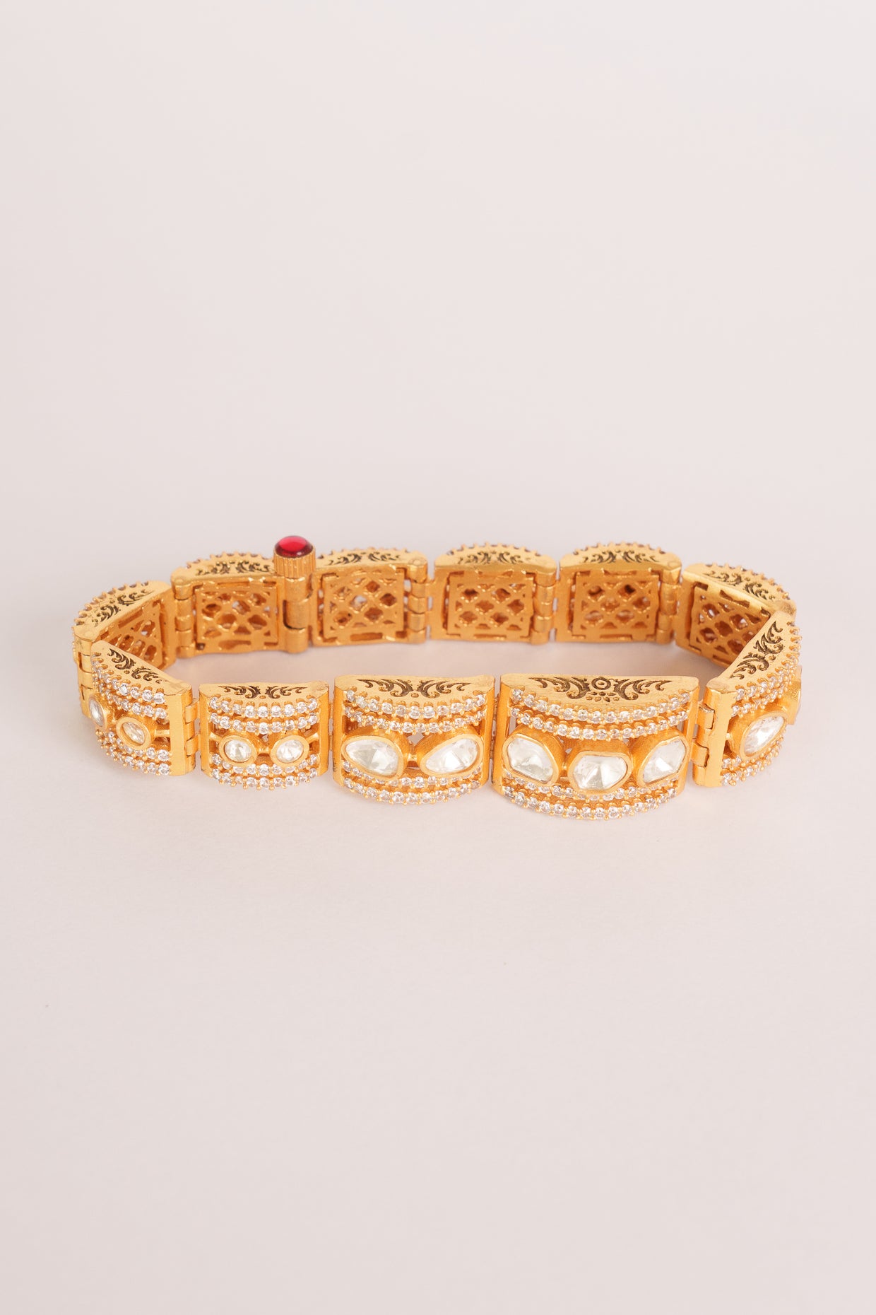 Classic Gold Kundan & CZ Stone Bracelet