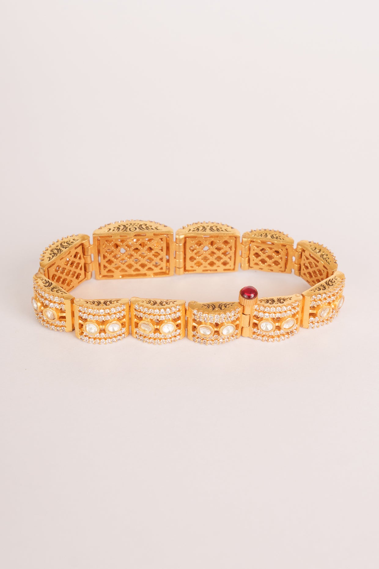 Classic Gold Kundan & CZ Stone Bracelet