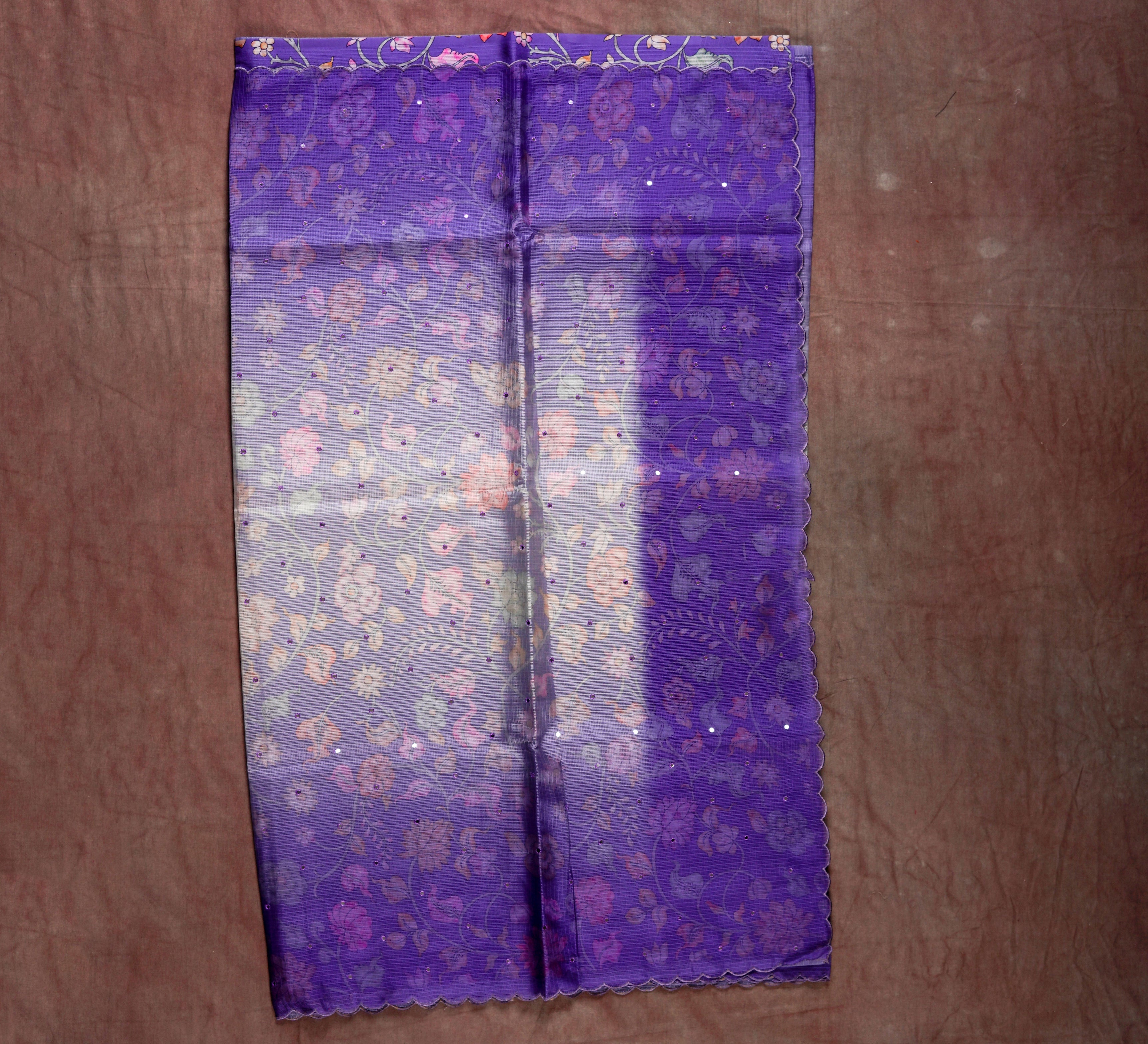Lavender Dream Floral Kota Silk Saree Delight
