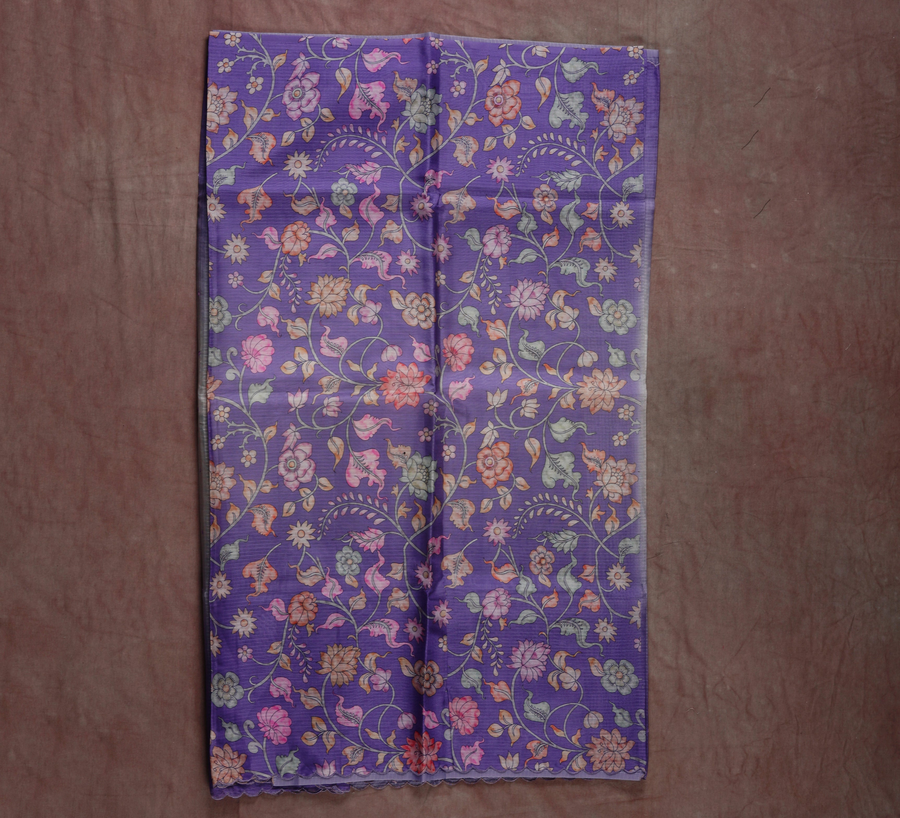 Lavender Dream Floral Kota Silk Saree Delight