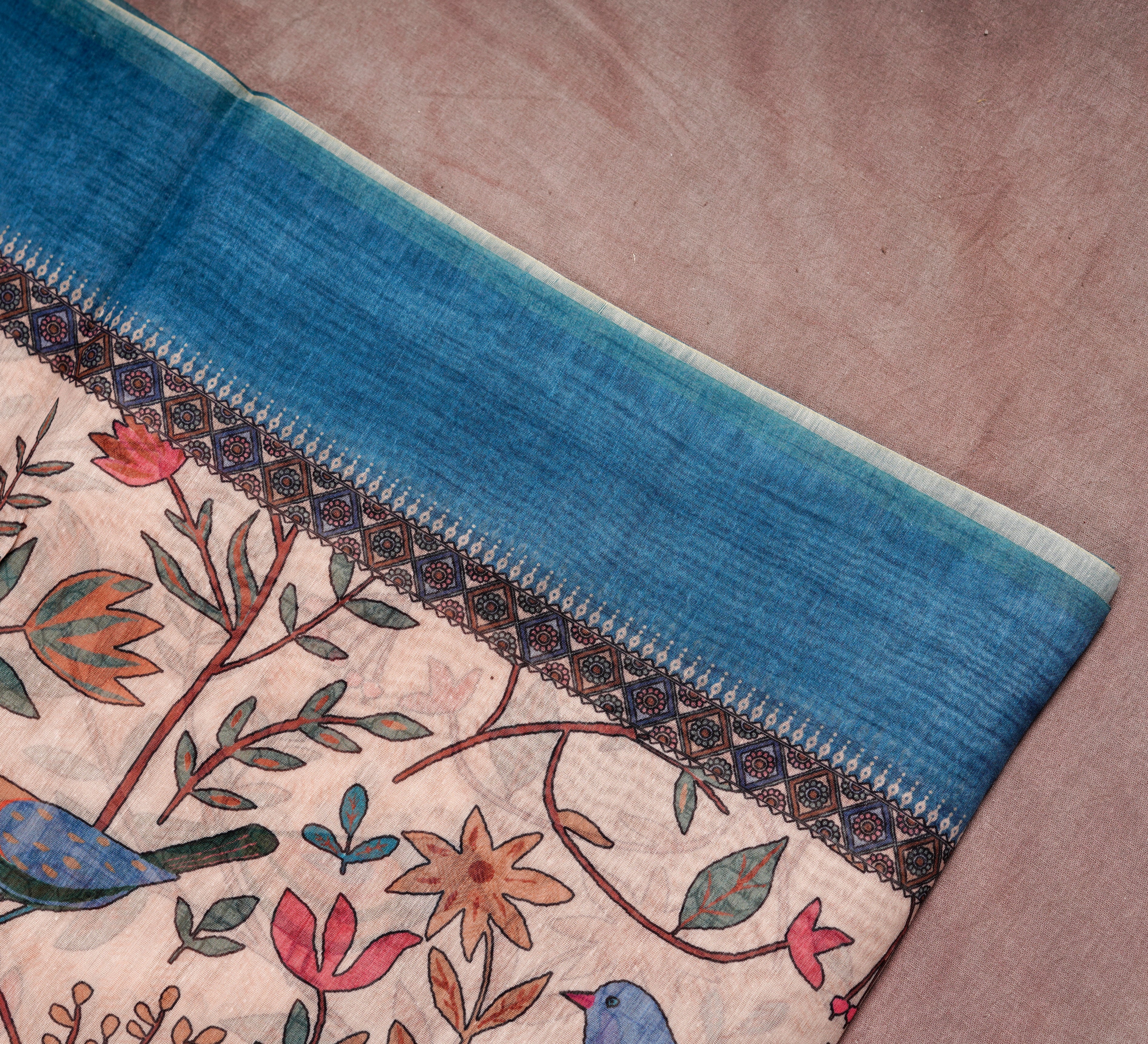 Beige Chanderi Saree Nature s Touch in Every Fold