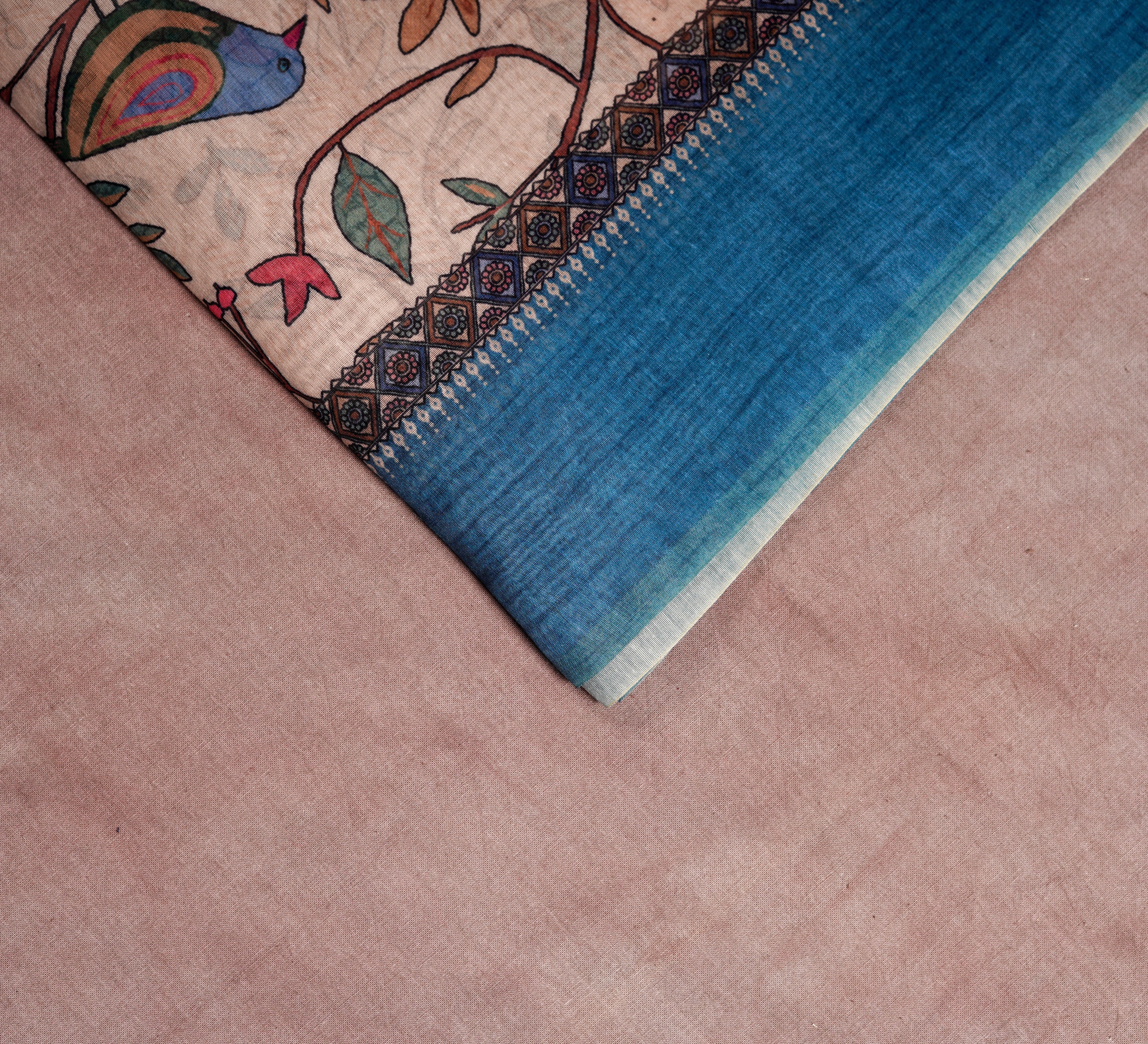 Beige Chanderi Saree Nature s Touch in Every Fold