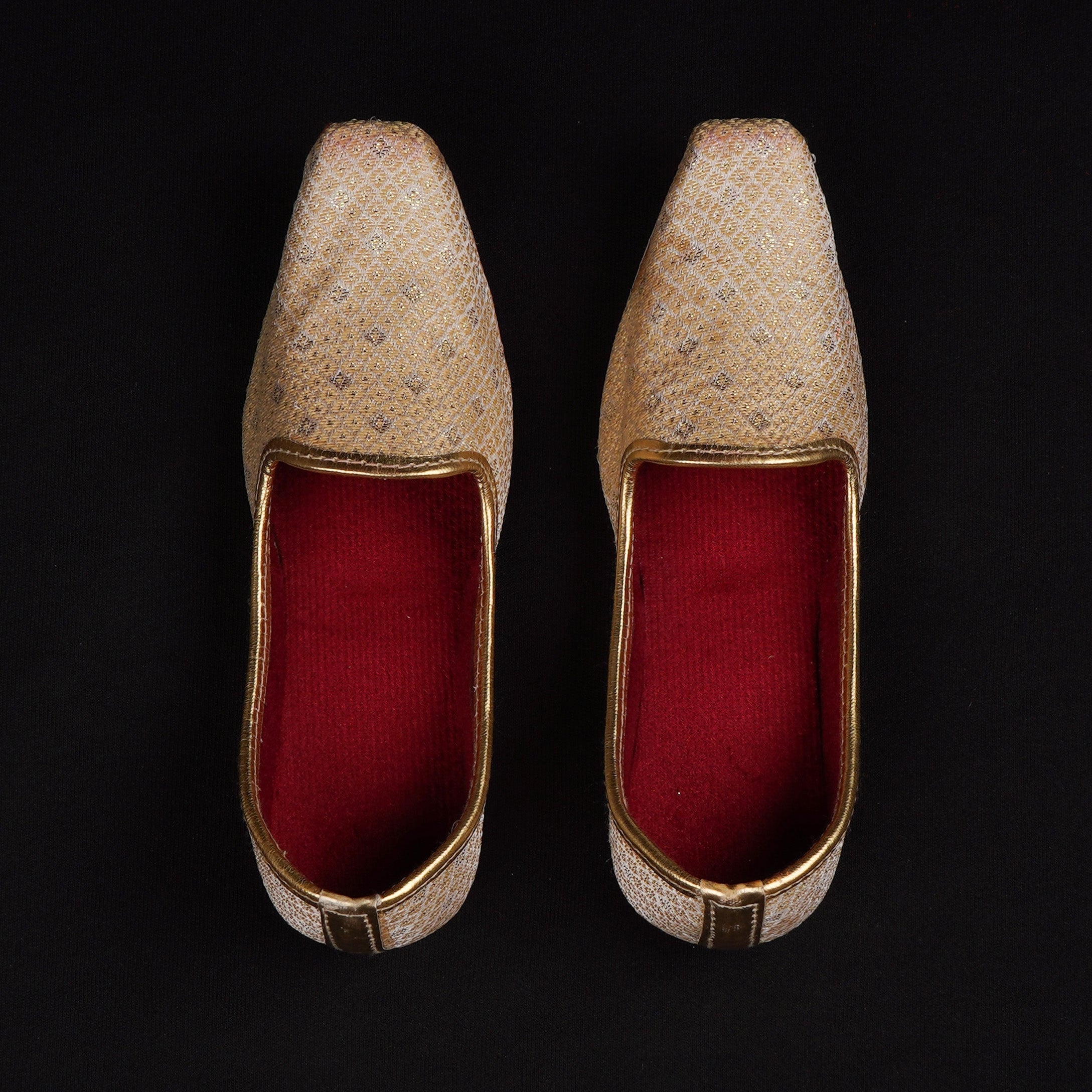 Gold Textured Closed Toe Loafers