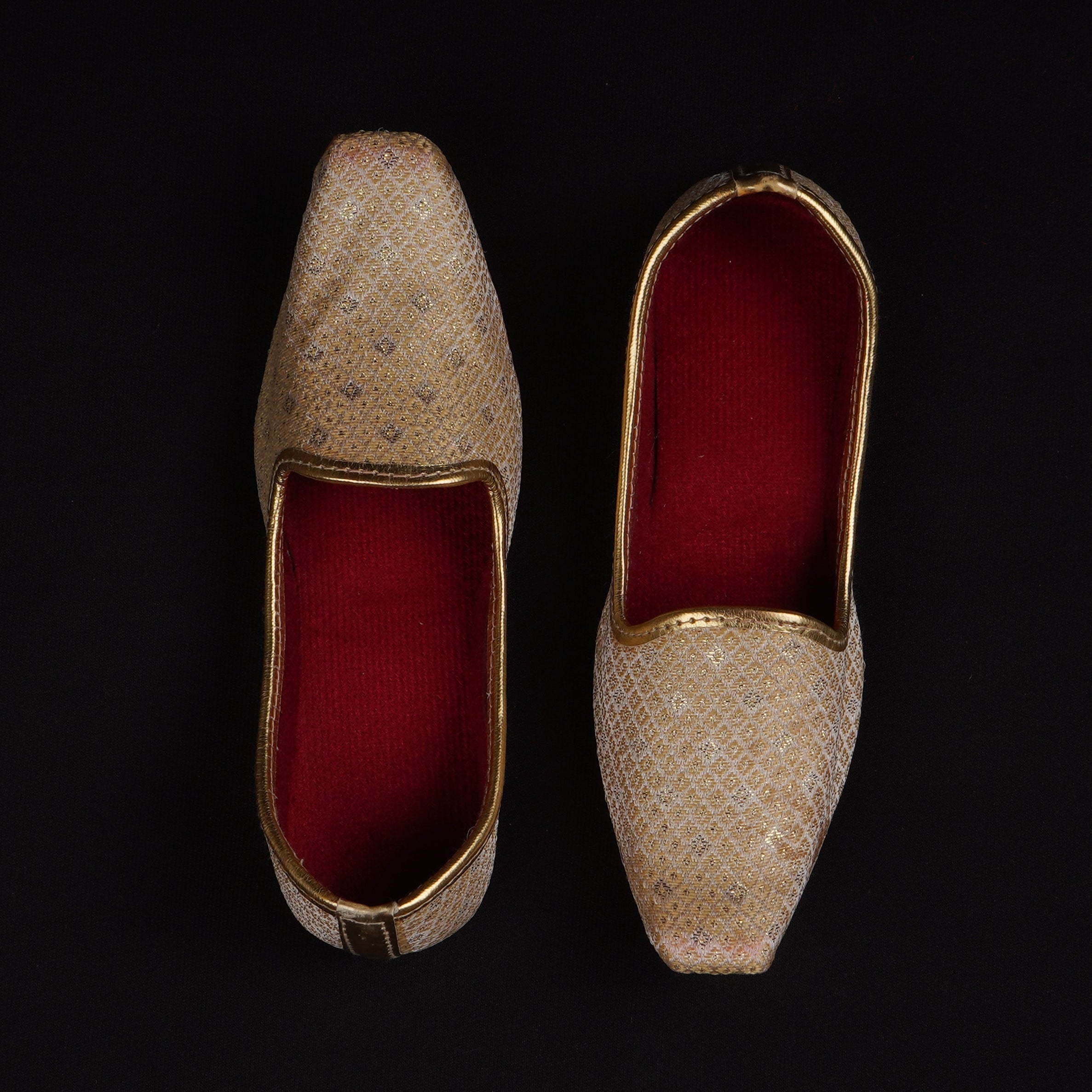 Gold Textured Closed Toe Loafers
