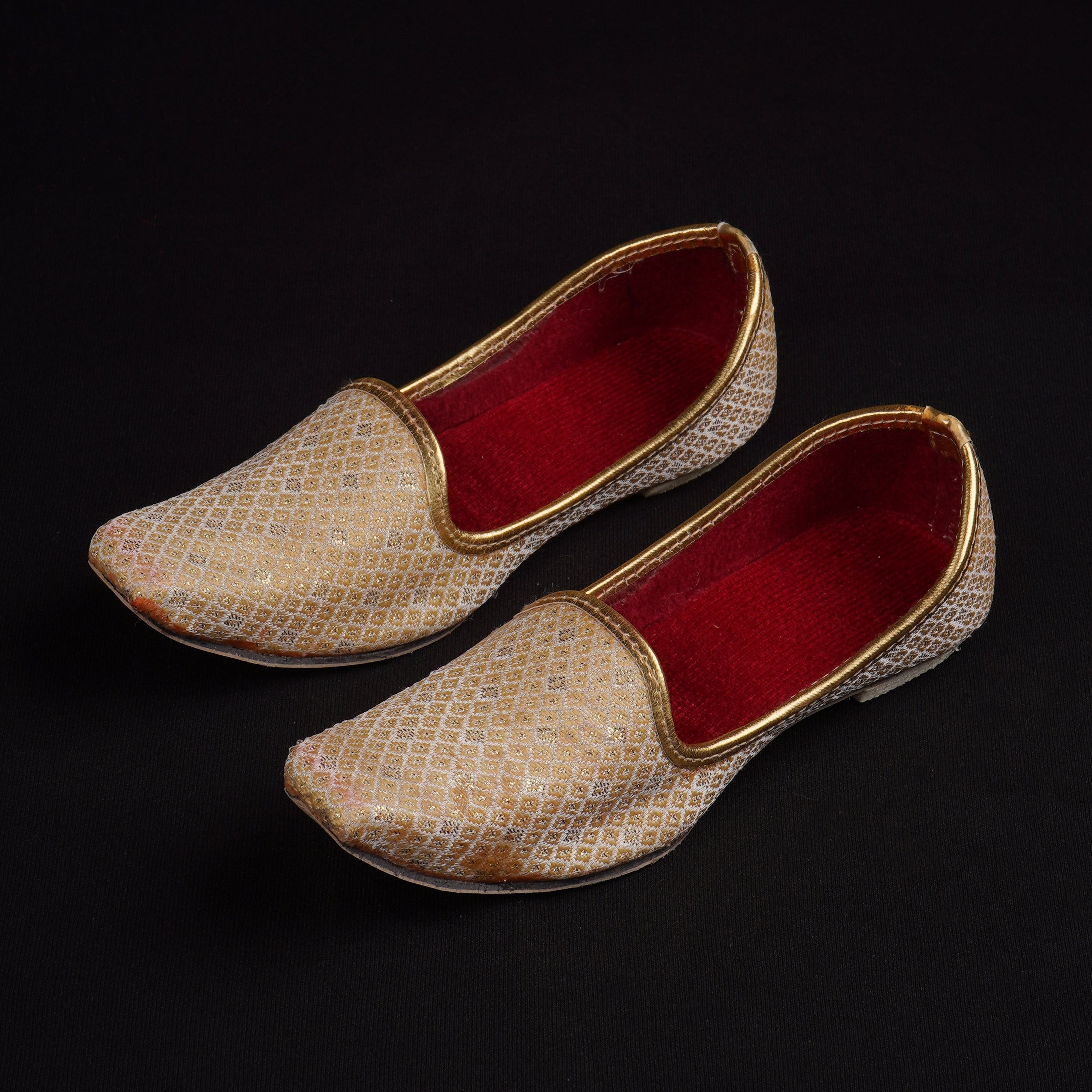 Gold Textured Closed Toe Loafers