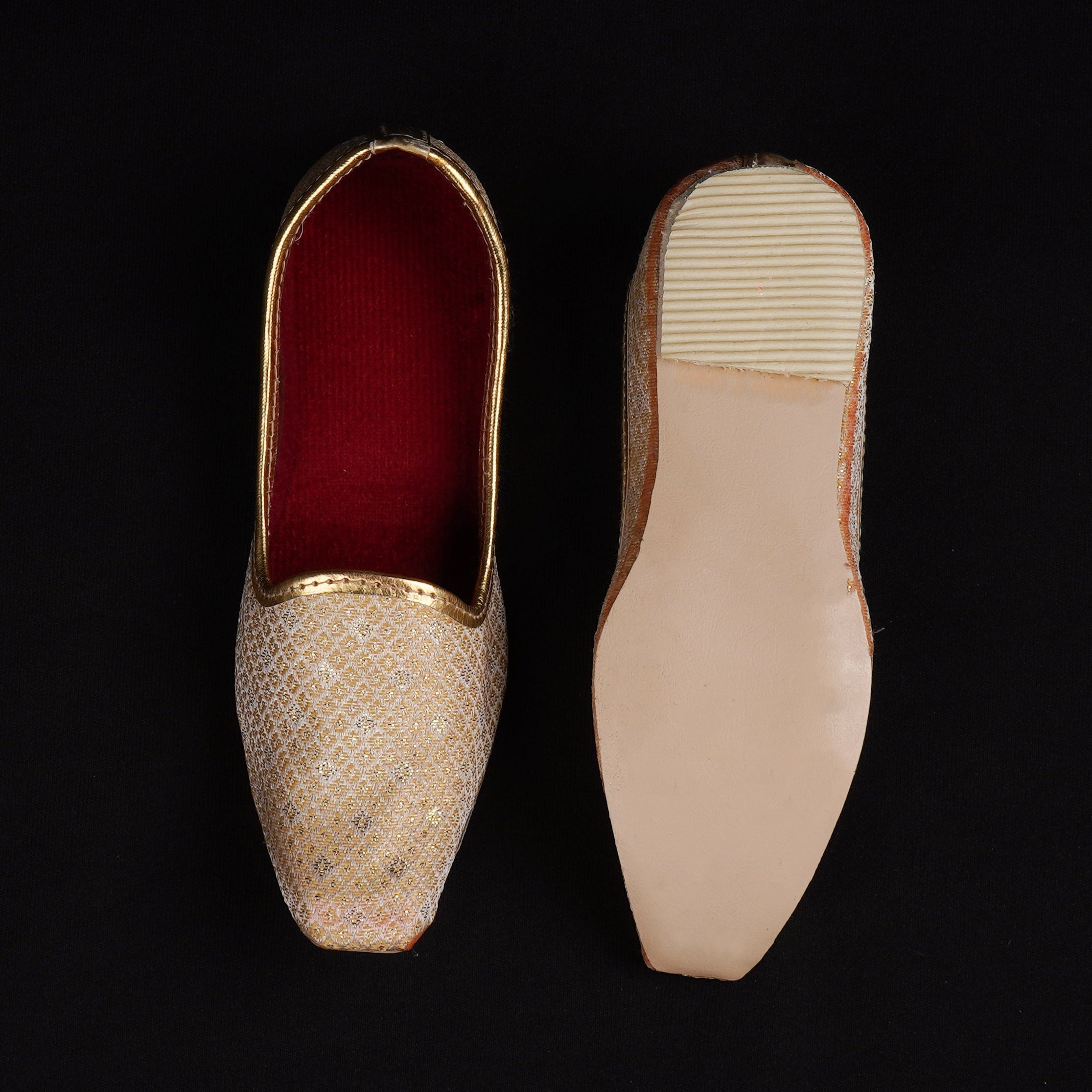 Gold Textured Closed Toe Loafers