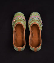 Light Green Textured Handcrafted Jutti