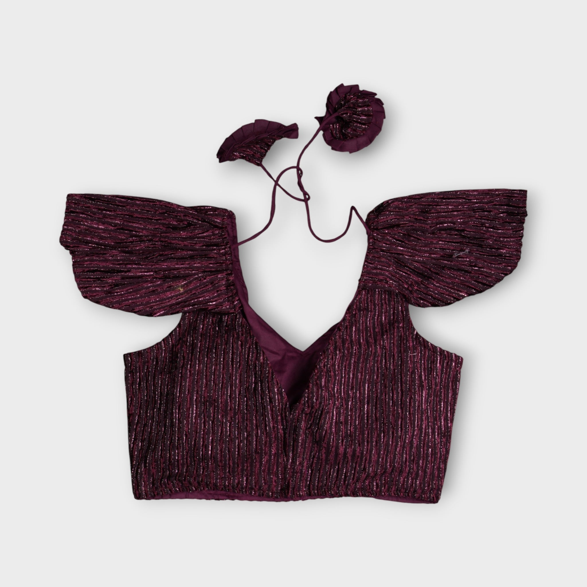 Velvet V Neck Readymade Blouse