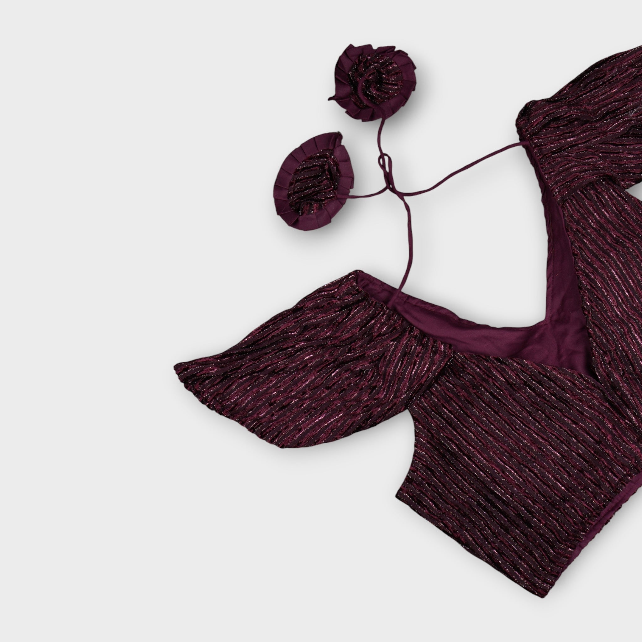 Velvet V Neck Readymade Blouse