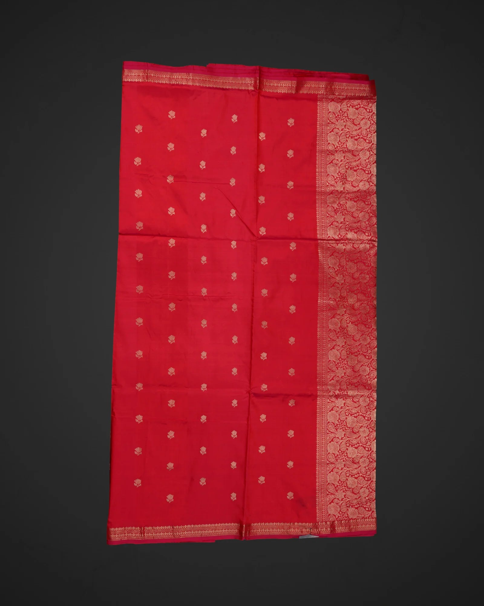 Reddish Pink Silk Banaras Lotus Motif Saree