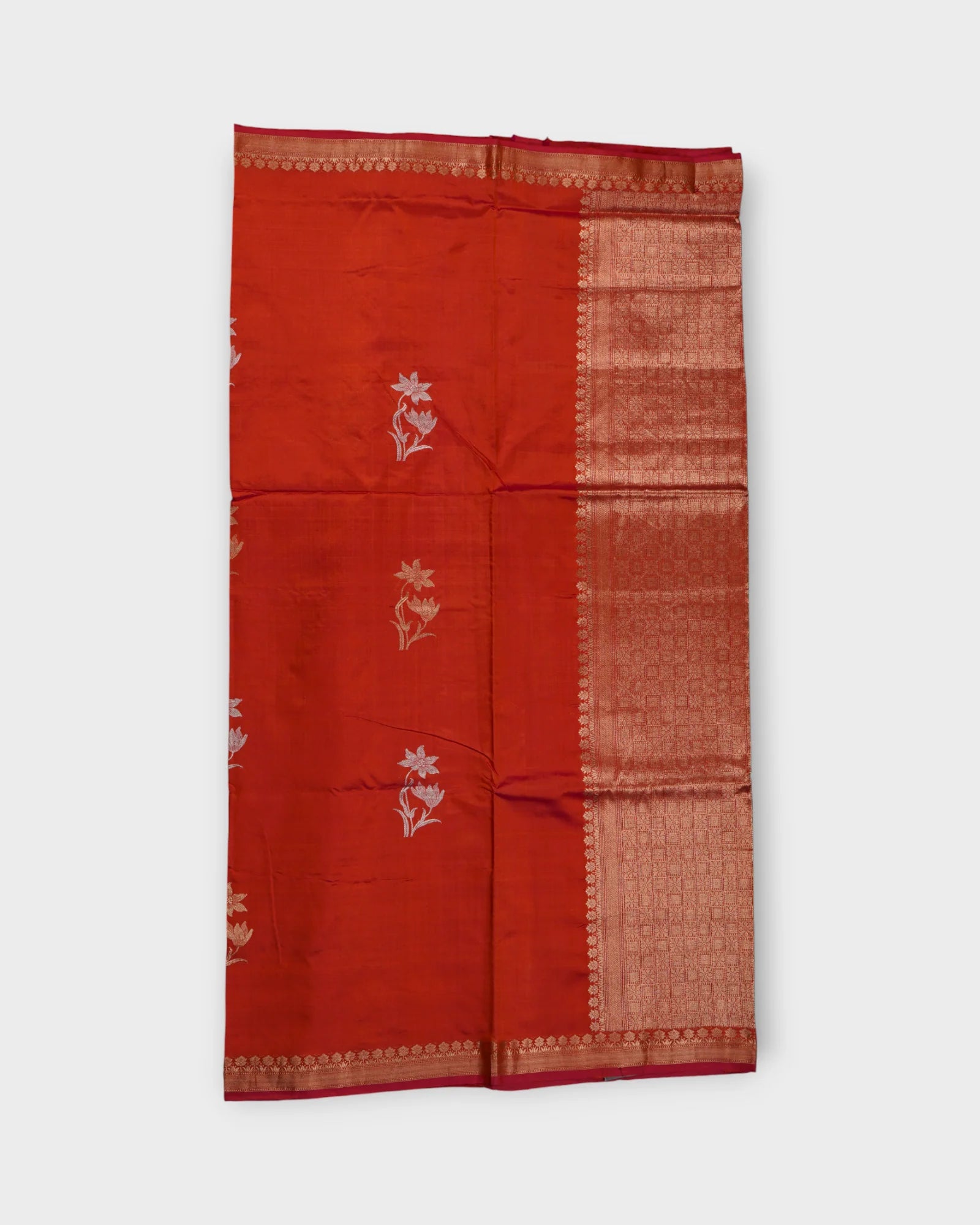 Orange Katan Silk Banaras Woven Saree