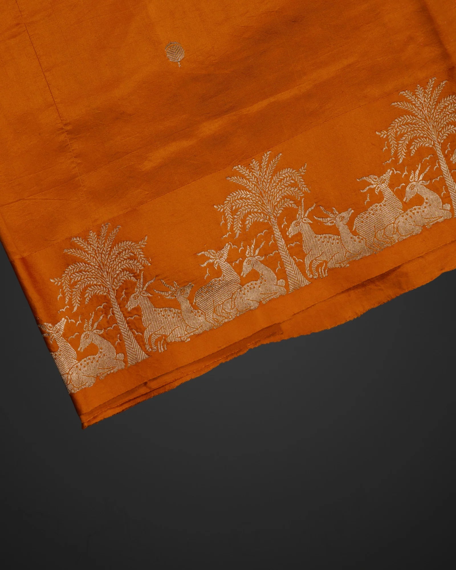Orange Banaras Katan Silk Woven Saree