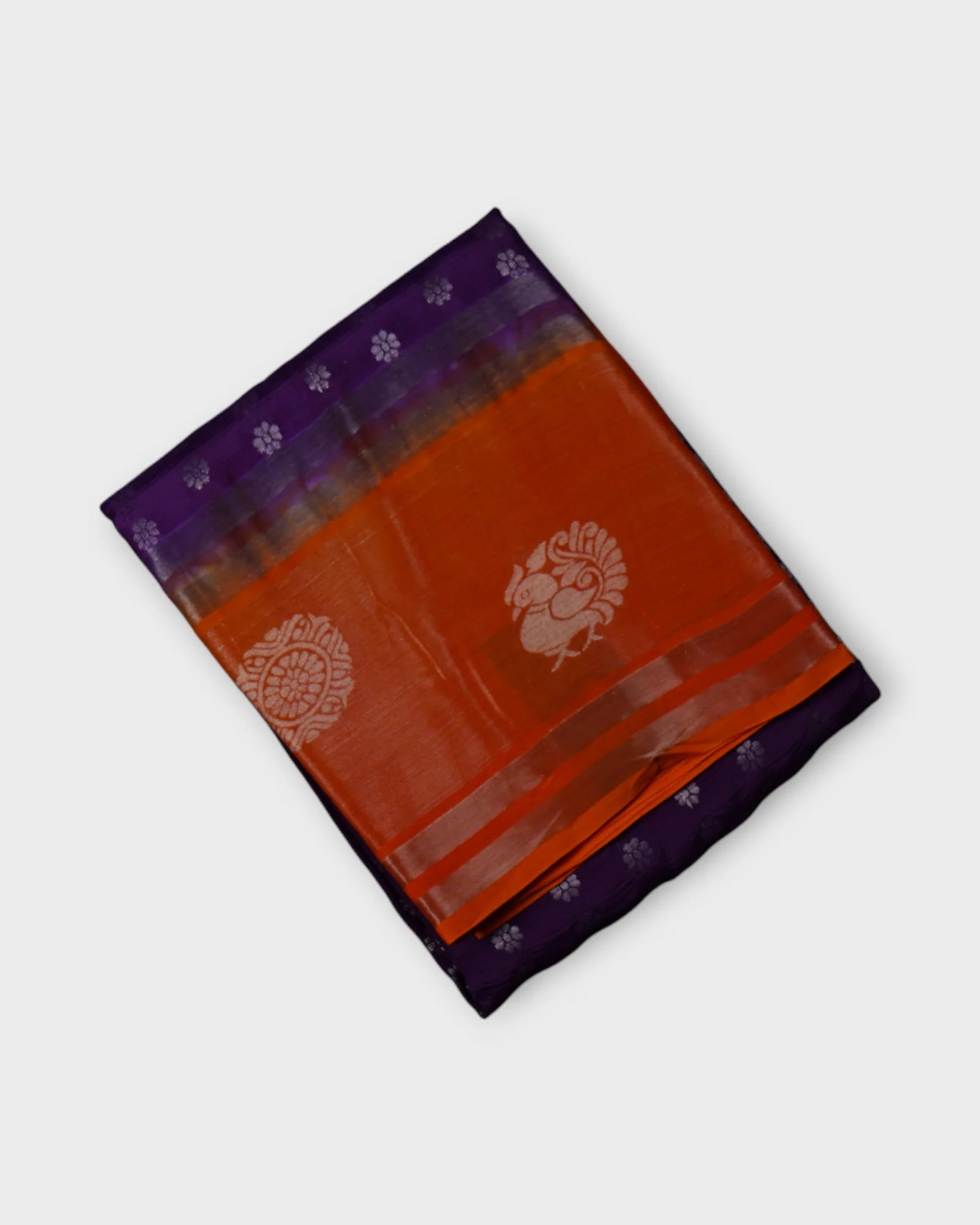 Purple Mangalgiri Silk Silver Zari Saree