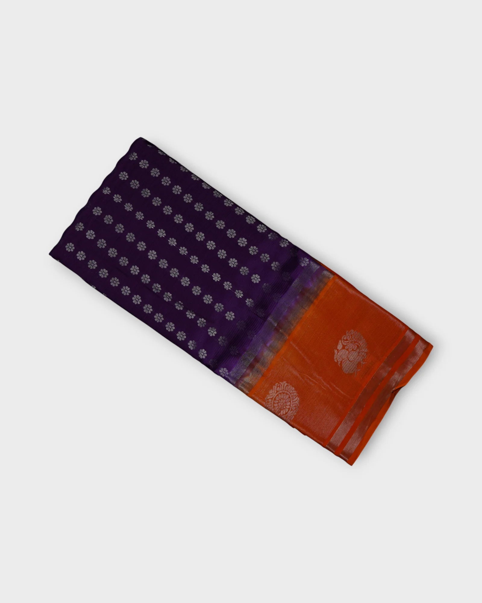 Purple Mangalgiri Silk Silver Zari Saree