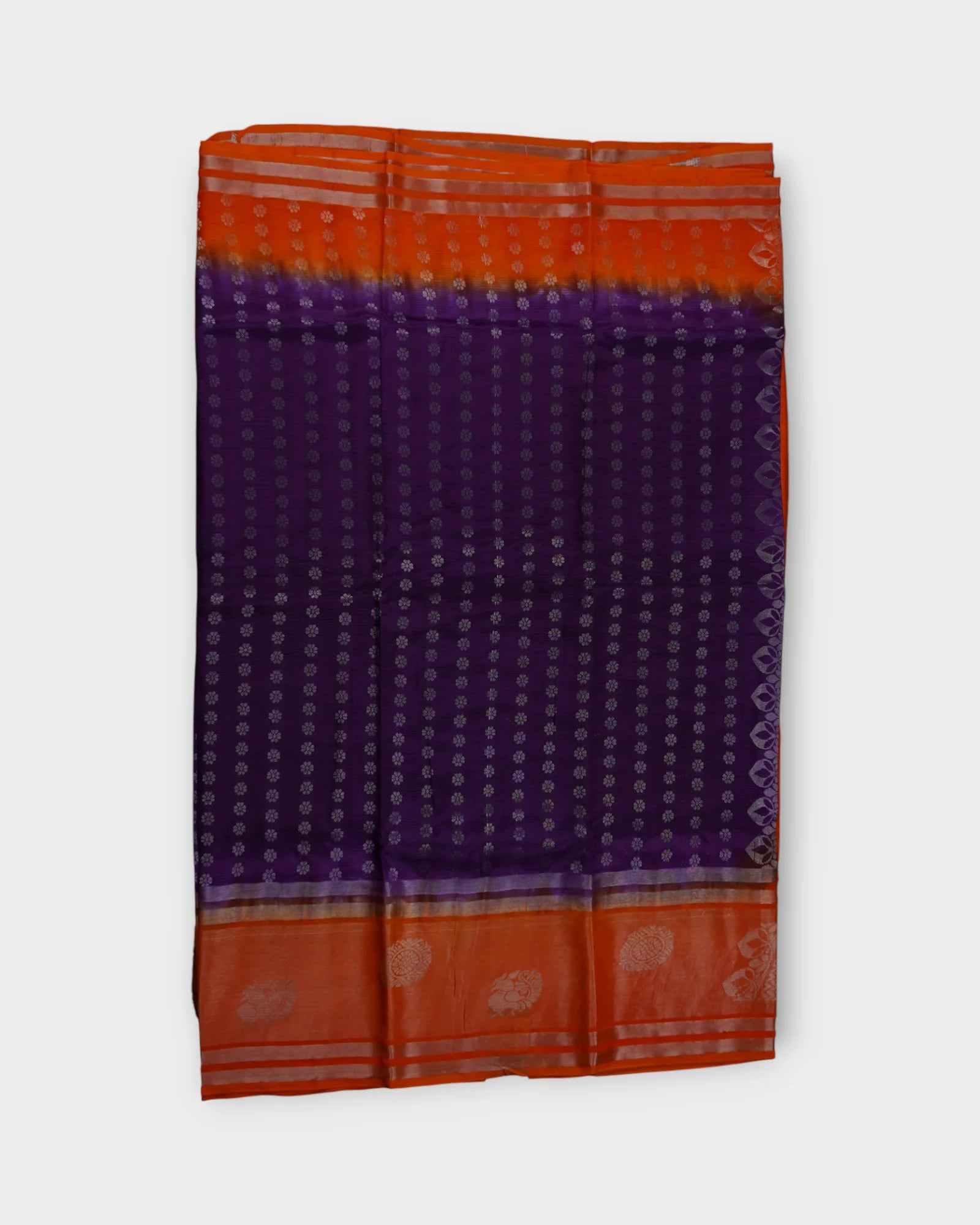 Purple Mangalgiri Silk Silver Zari Saree