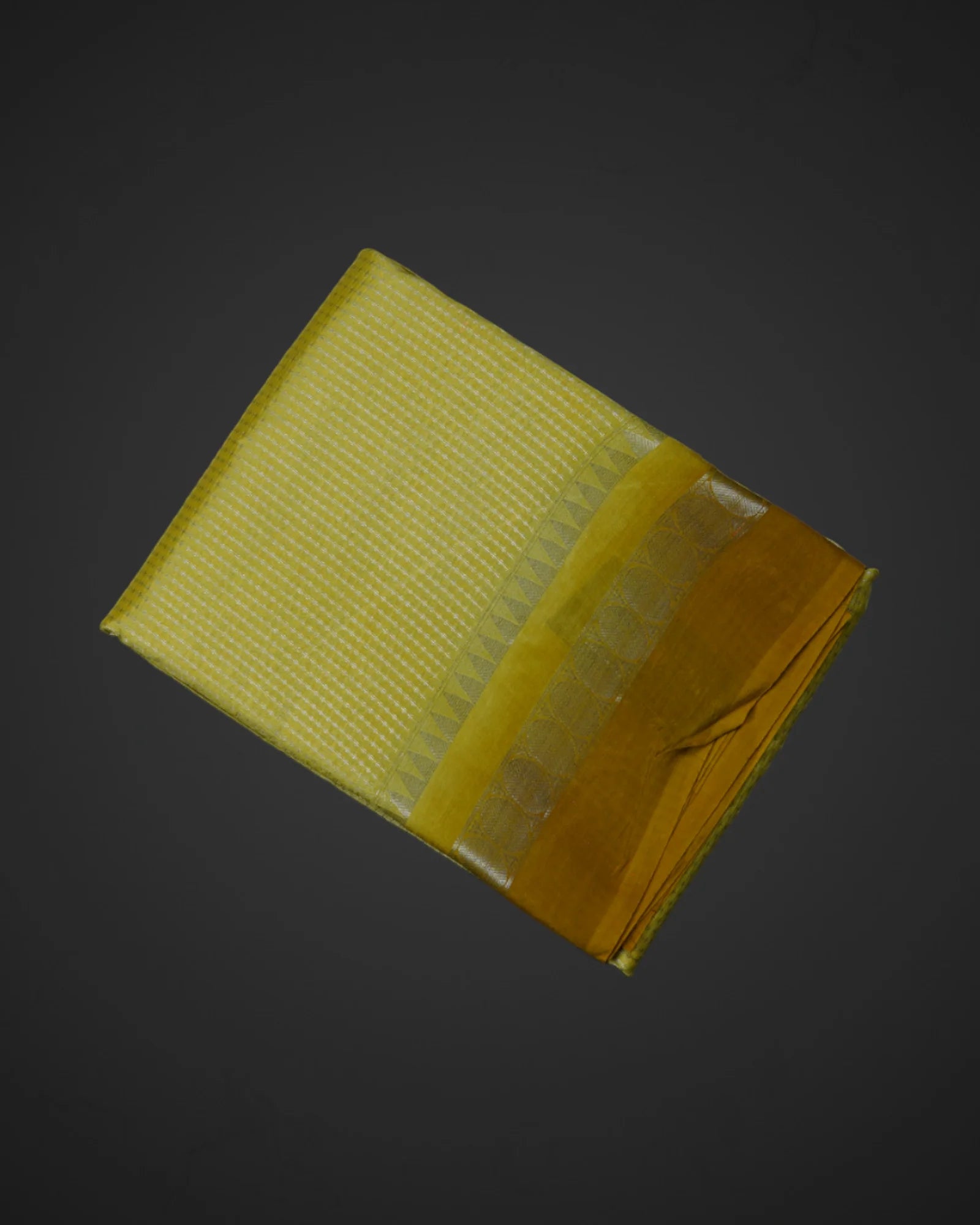 Lemon Yellow Mangalgiri Silk Saree With Silver Zari