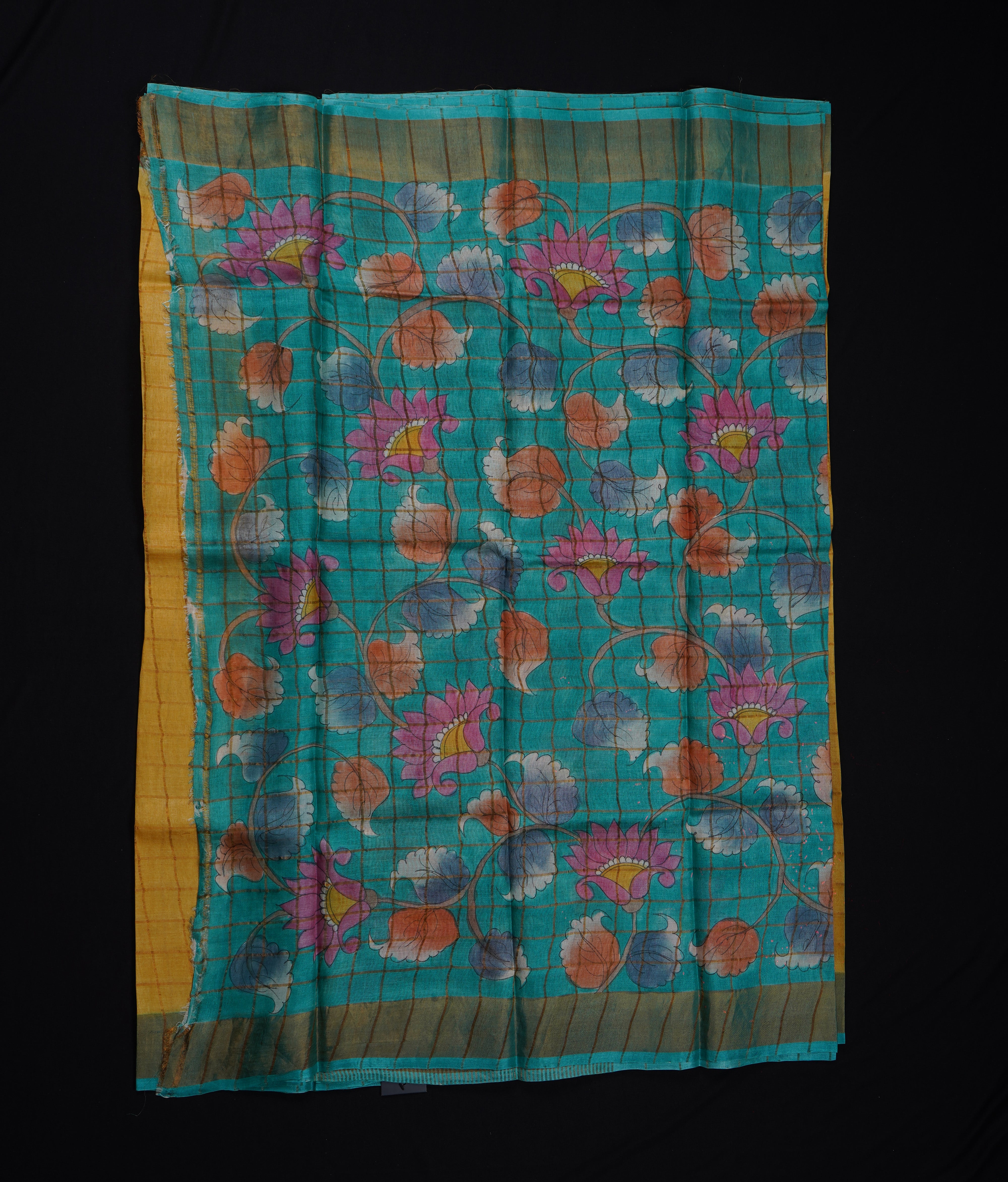 Yellow Mangalgiri Silk Zari Check Saree