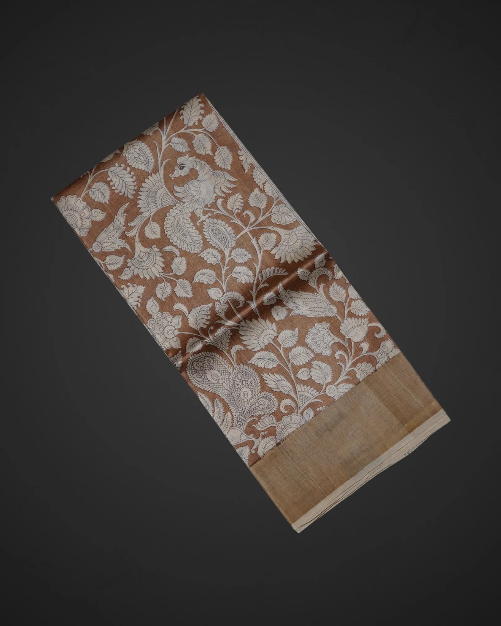 Tan Tussar Mangalgiri Silk Saree