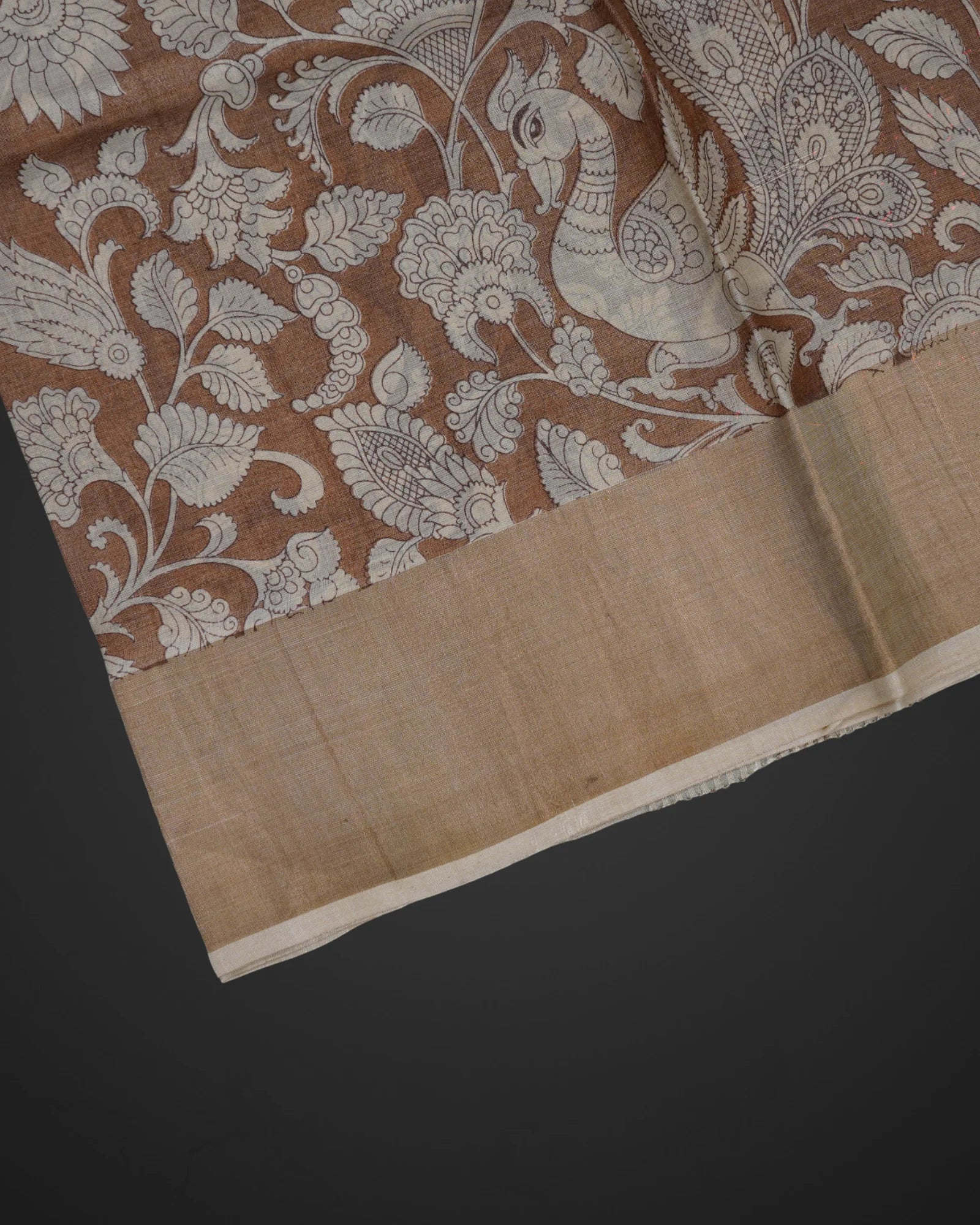 Tan Tussar Mangalgiri Silk Saree