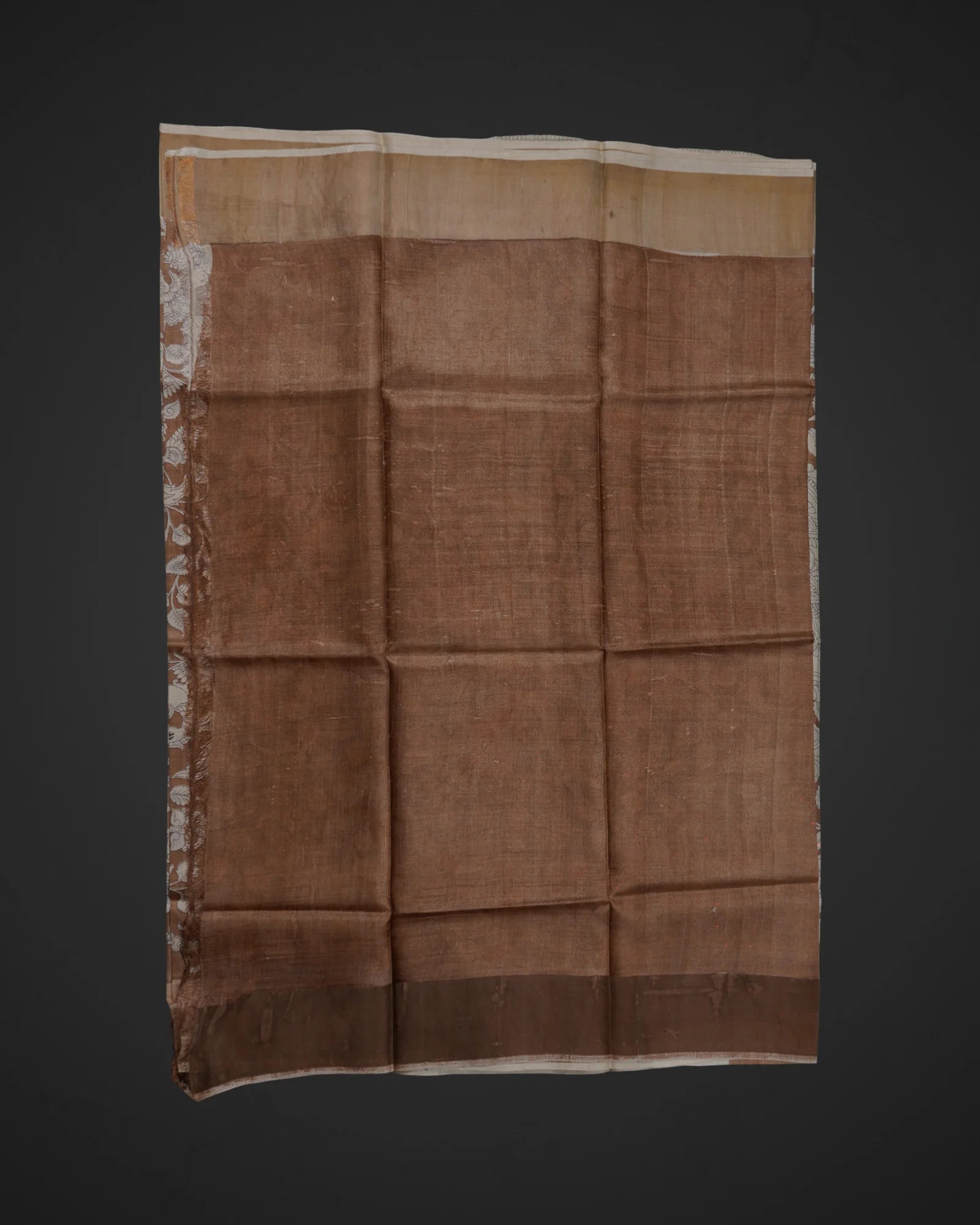 Tan Tussar Mangalgiri Silk Saree