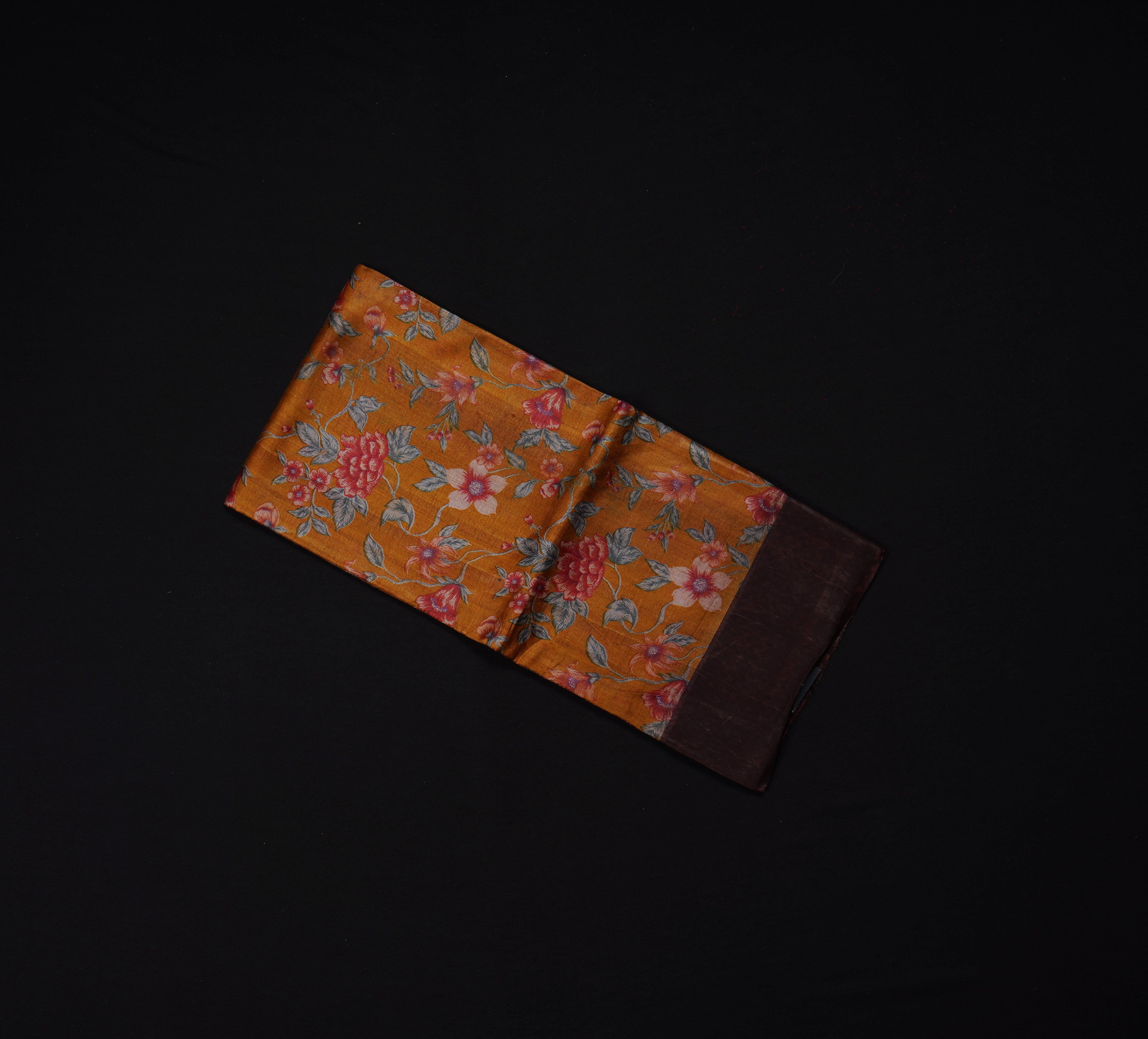 Light Orange Tussar Mangalgiri Silk Saree