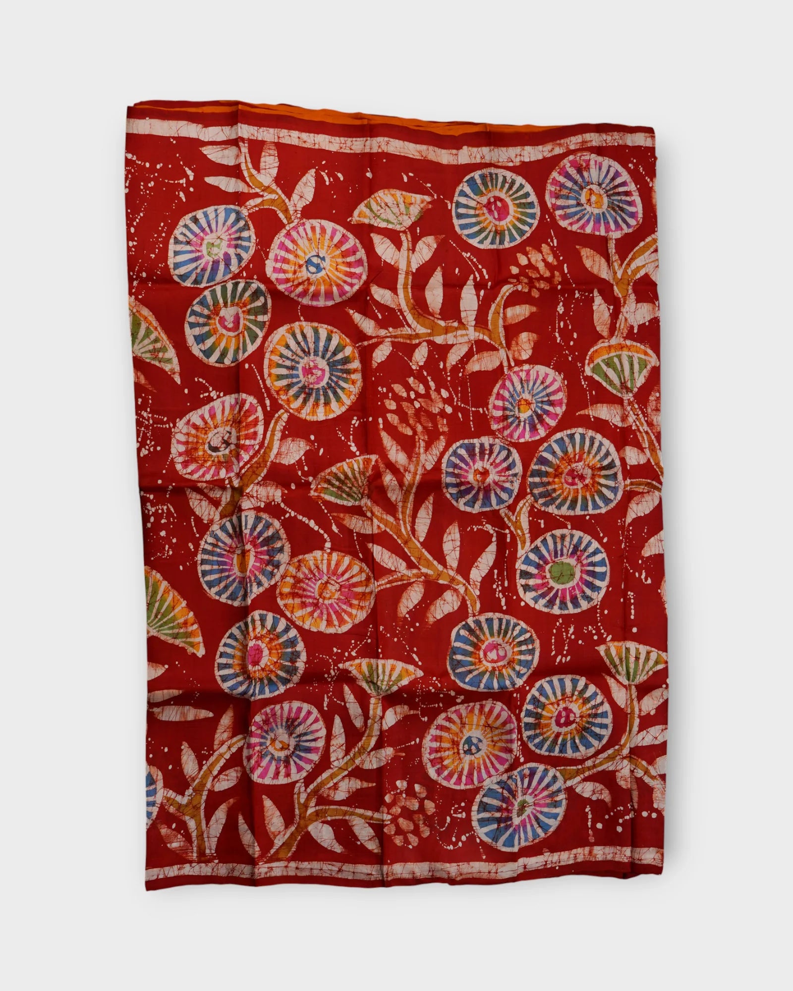 Red Tussar Silk Mangalgiri Saree