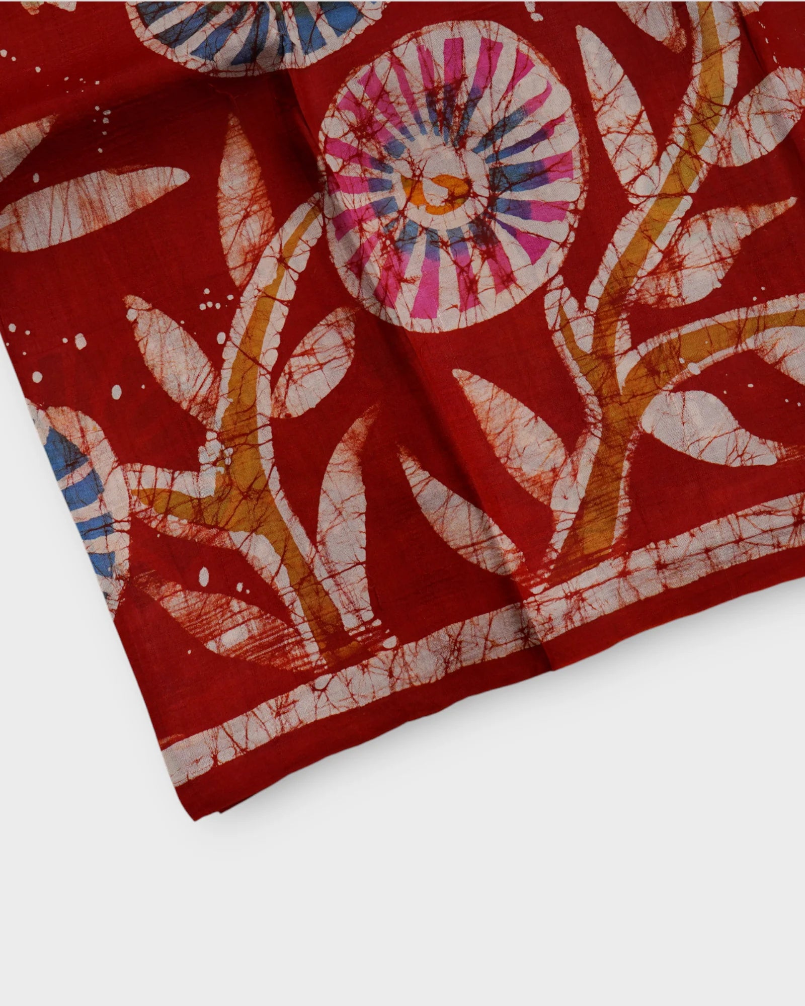 Red Tussar Silk Mangalgiri Saree