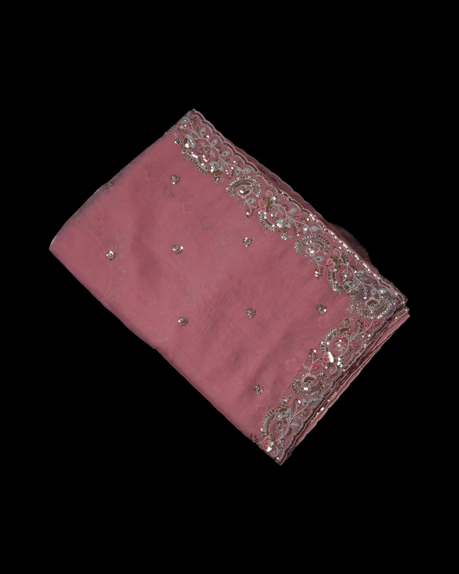 Peach Pink Fendy Silk Saree with Elegant Sequins