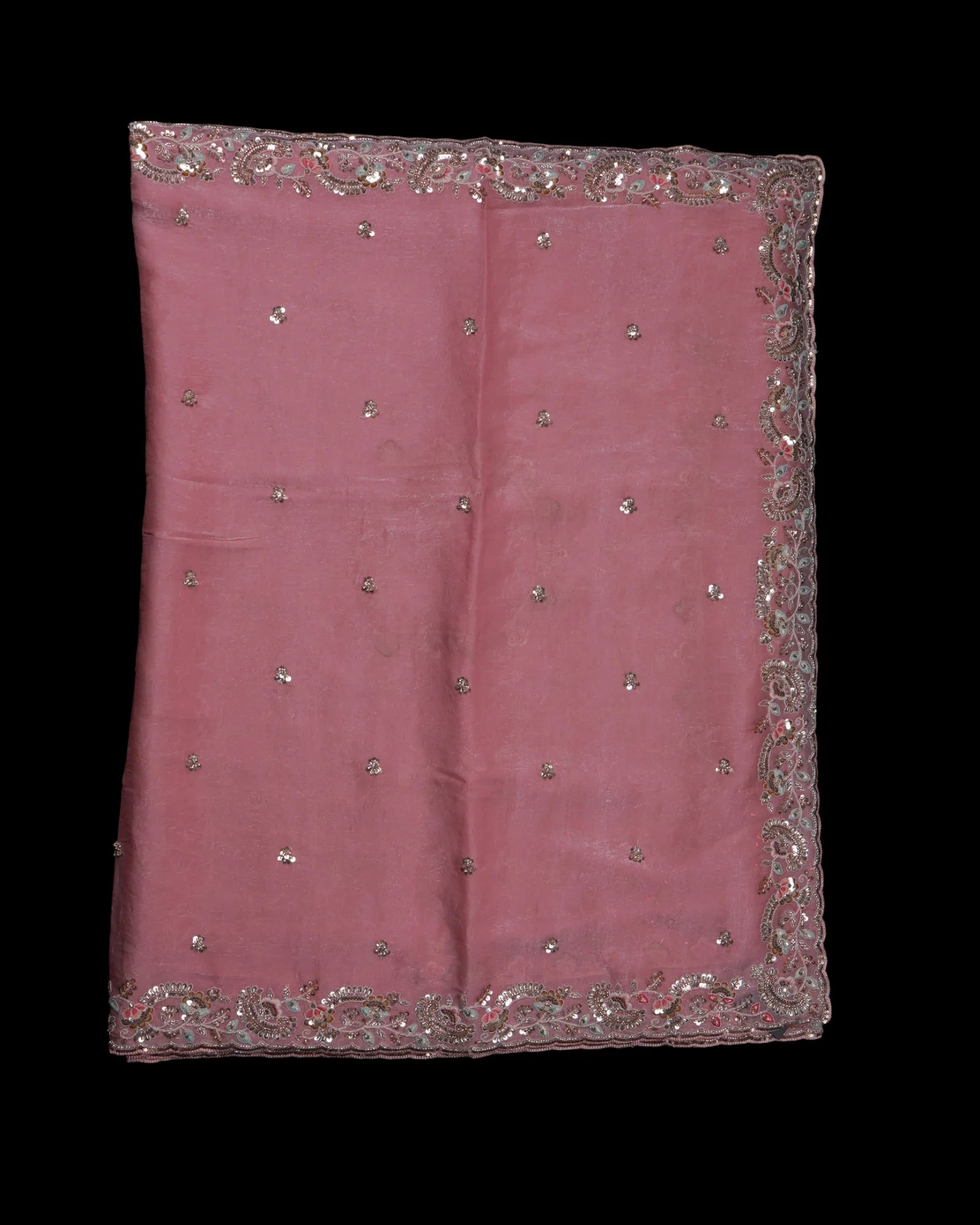 Peach Pink Fendy Silk Saree with Elegant Sequins