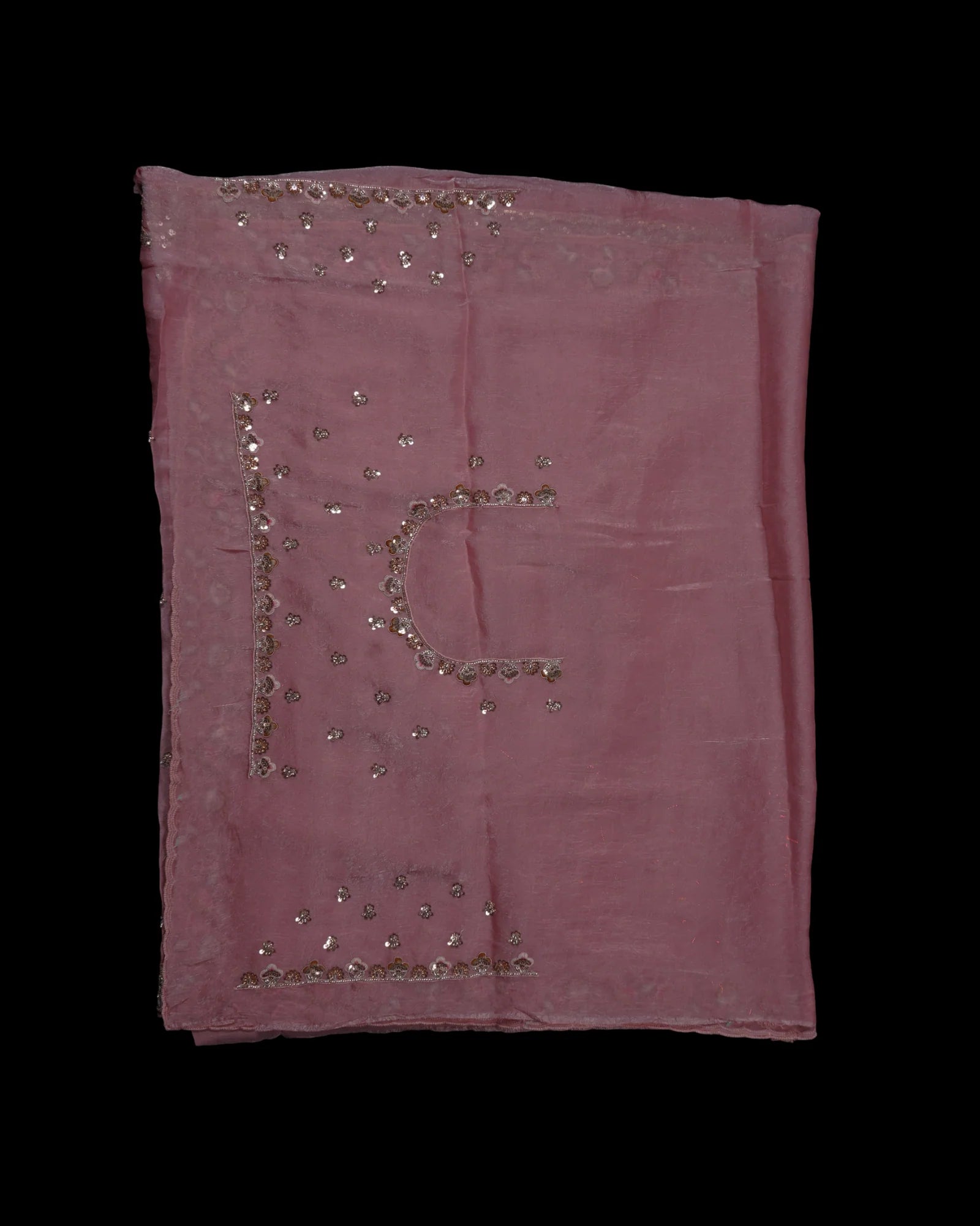 Peach Pink Fendy Silk Saree with Elegant Sequins