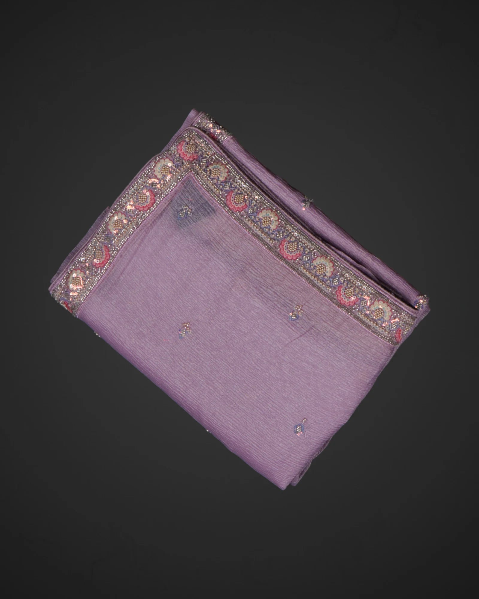 Radiant Light Purple Organza Saree with Beaded Accents