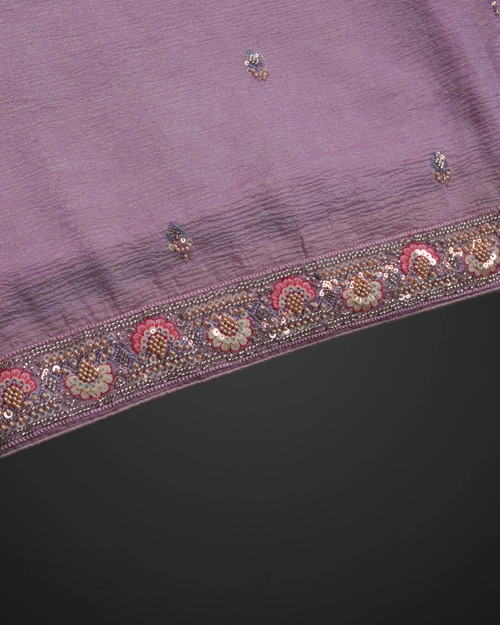 Radiant Light Purple Organza Saree with Beaded Accents
