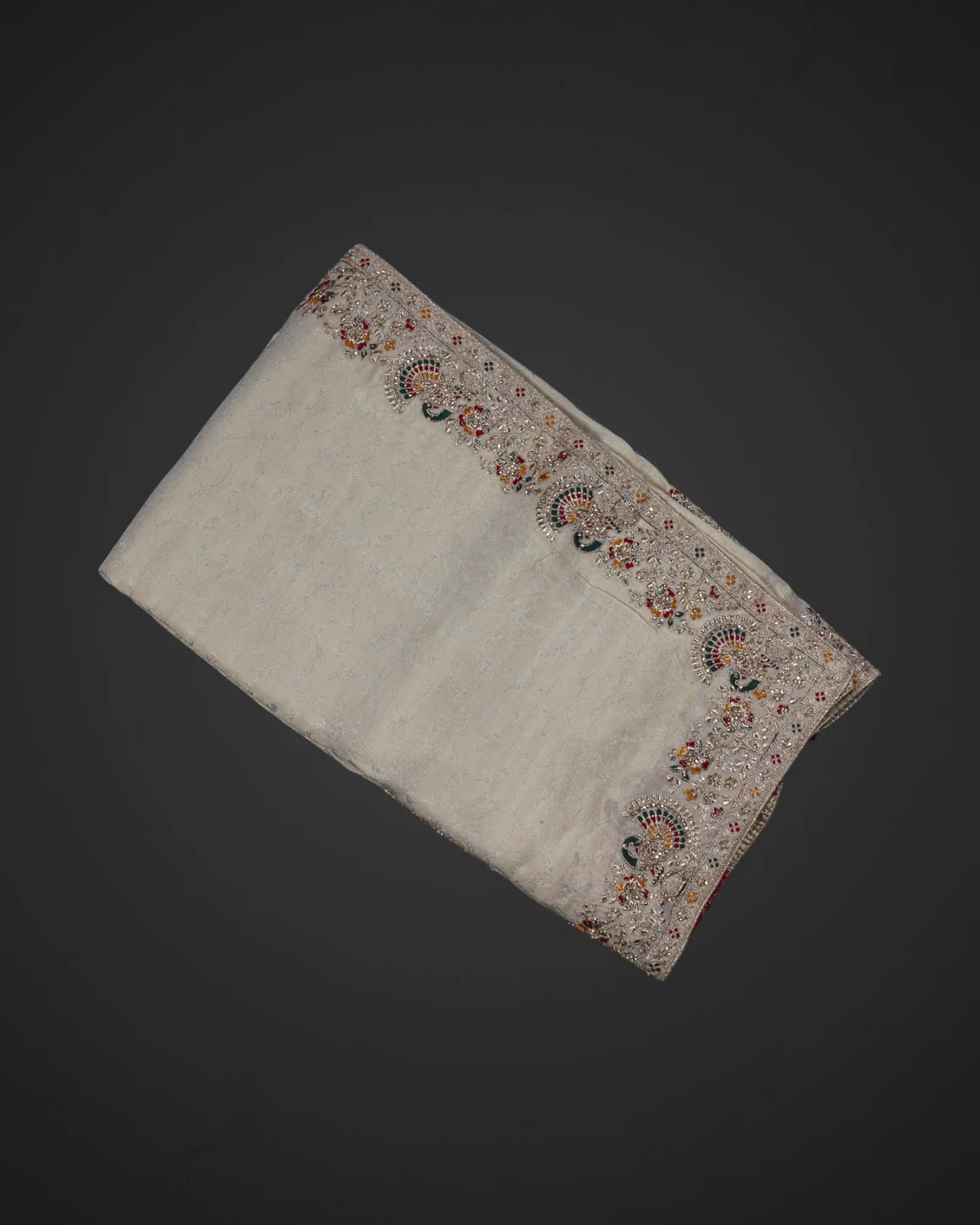 Timeless Off White Silk Jacquard Saree with Jalar