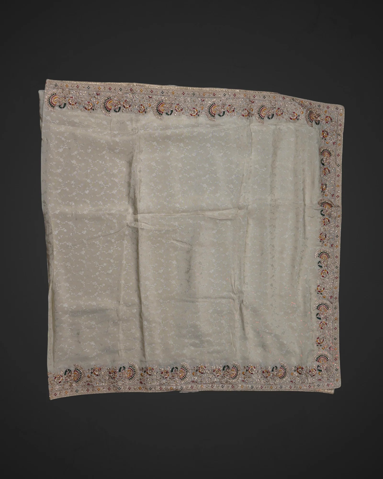 Timeless Off White Silk Jacquard Saree with Jalar